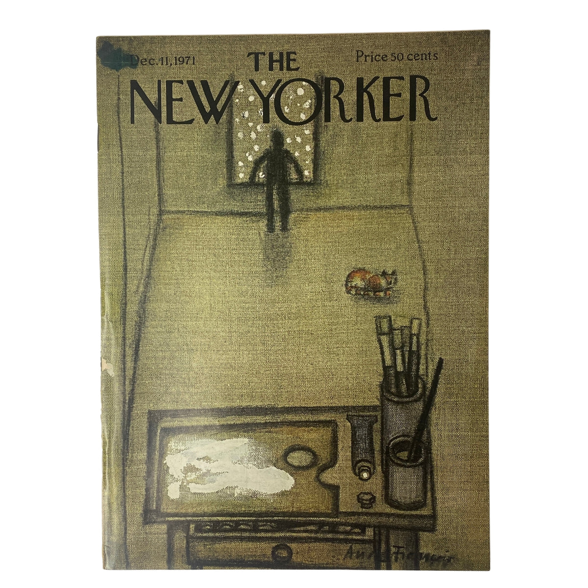 The New Yorker Full Magazine December 11, 1971 featuring a cover illustration by André François, depicting a person in a contemplative setting, enhancing its artistic appeal.