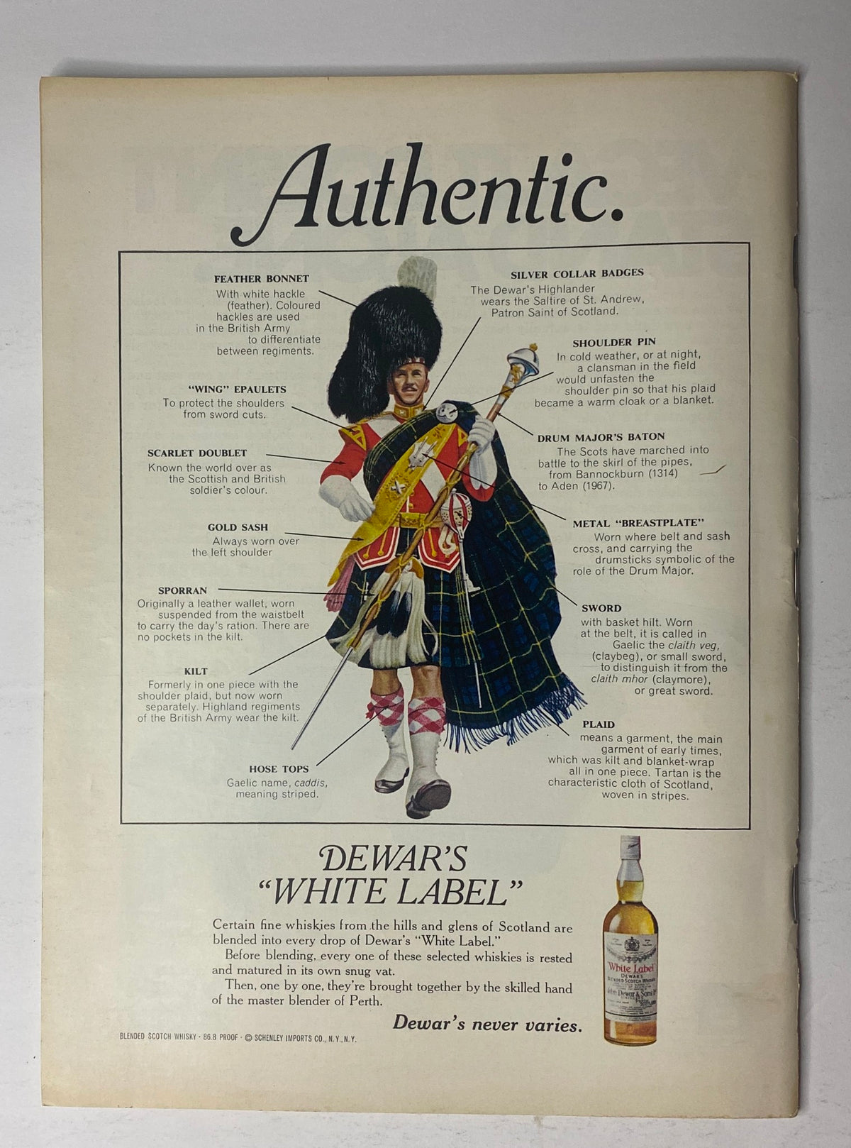 Back cover of The New Yorker Full Magazine February 6, 1971, featuring an advertisement for Dewar's White Label Scotch Whisky.