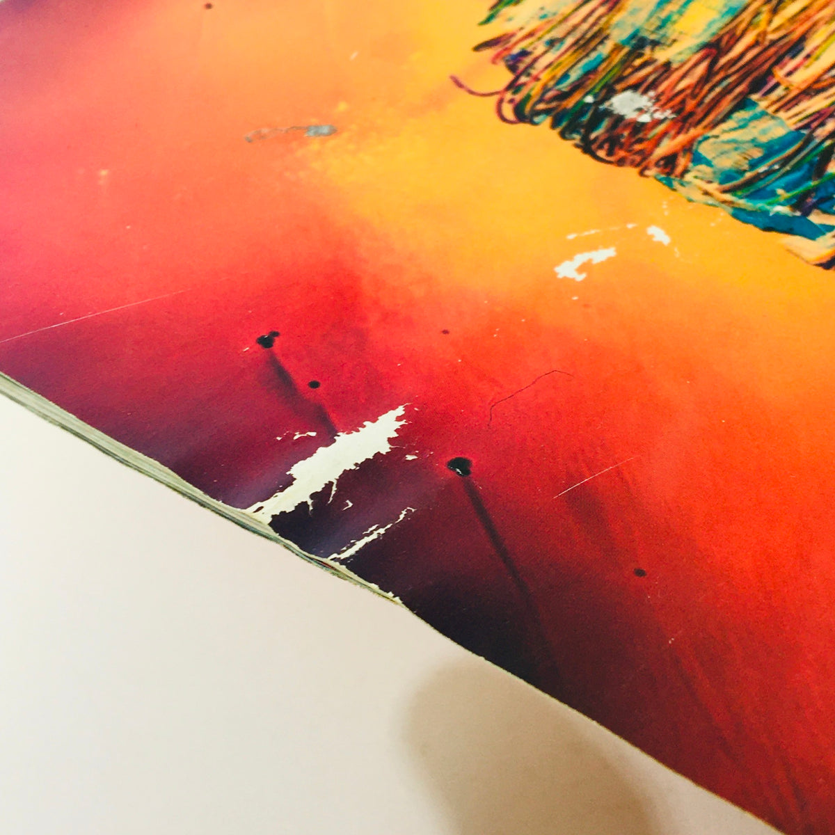 Detail shot of the edge of Wired Magazine February 1995 revealing minor wear and tear, showcasing the vintage character of this collectible magazine.