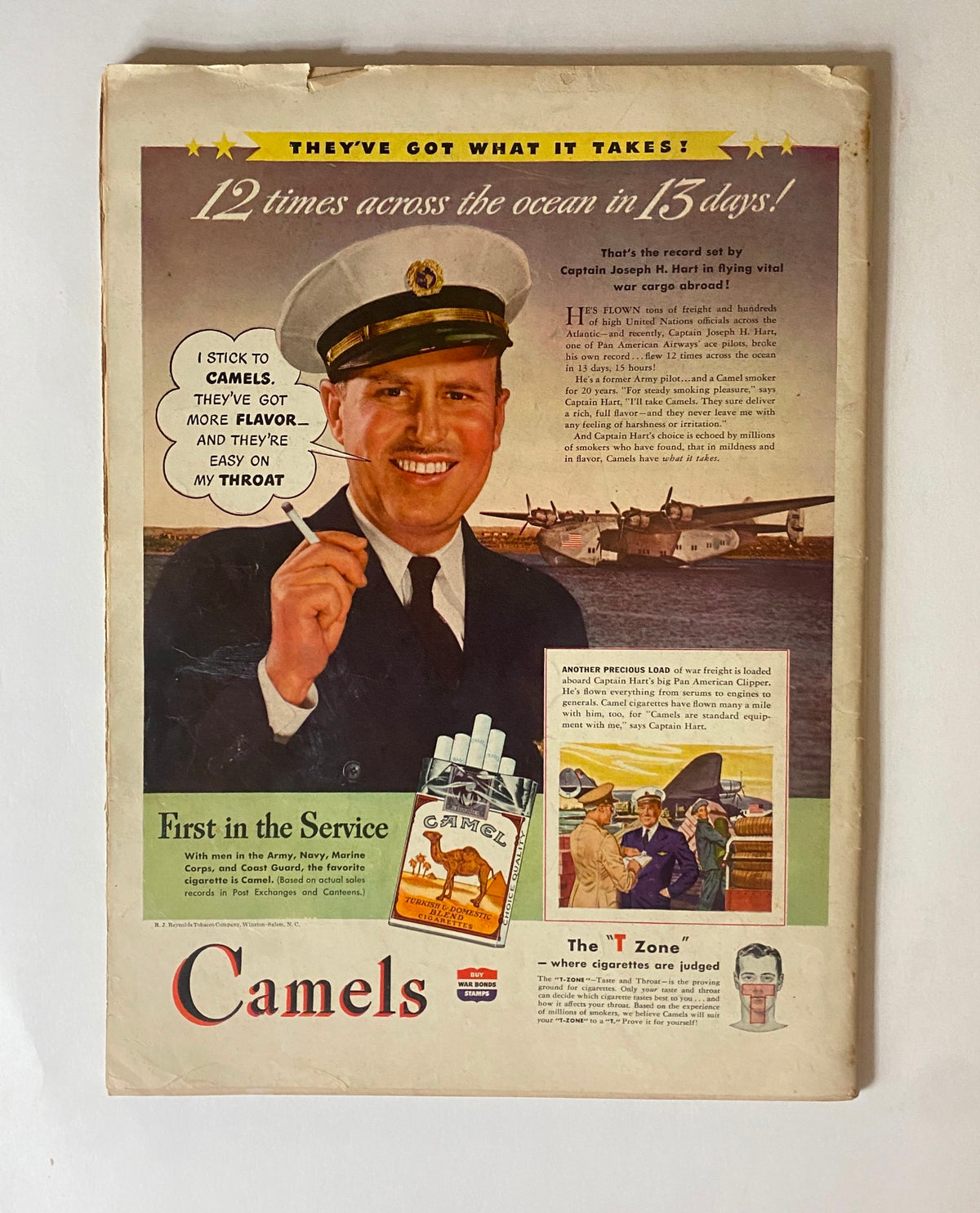 Back cover of VTG Life Magazine September 6, 1943 Vol 15 No. 10, featuring an advertisement for Camel cigarettes highlighting service members.