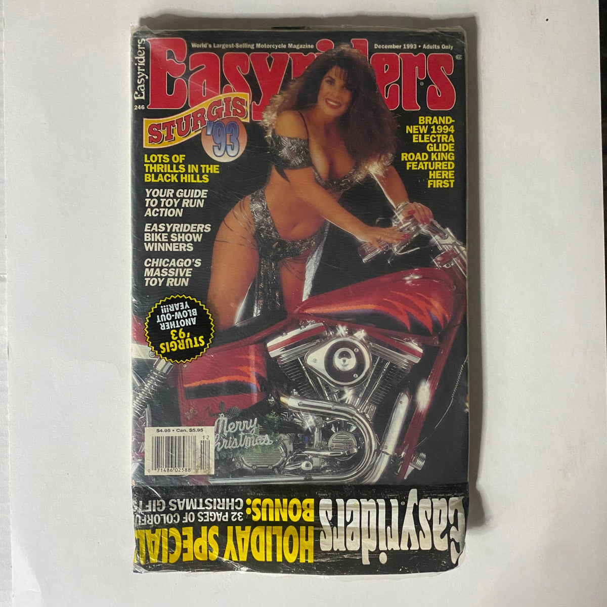Easyriders Magazine December 1993 cover in protective plastic, displaying its vibrant cover artwork and content theme related to motorcycle culture.