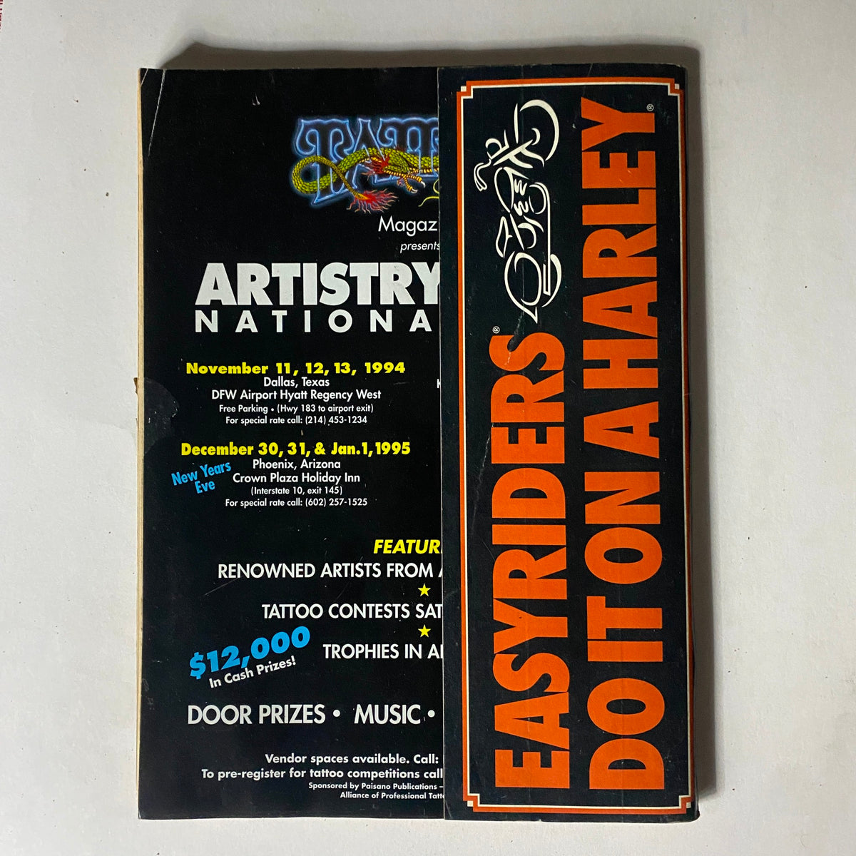 Back cover of Easyriders Magazine January 1995 featuring promotional information for an event and emphasizing 'Easyriders Do It on a Harley'.