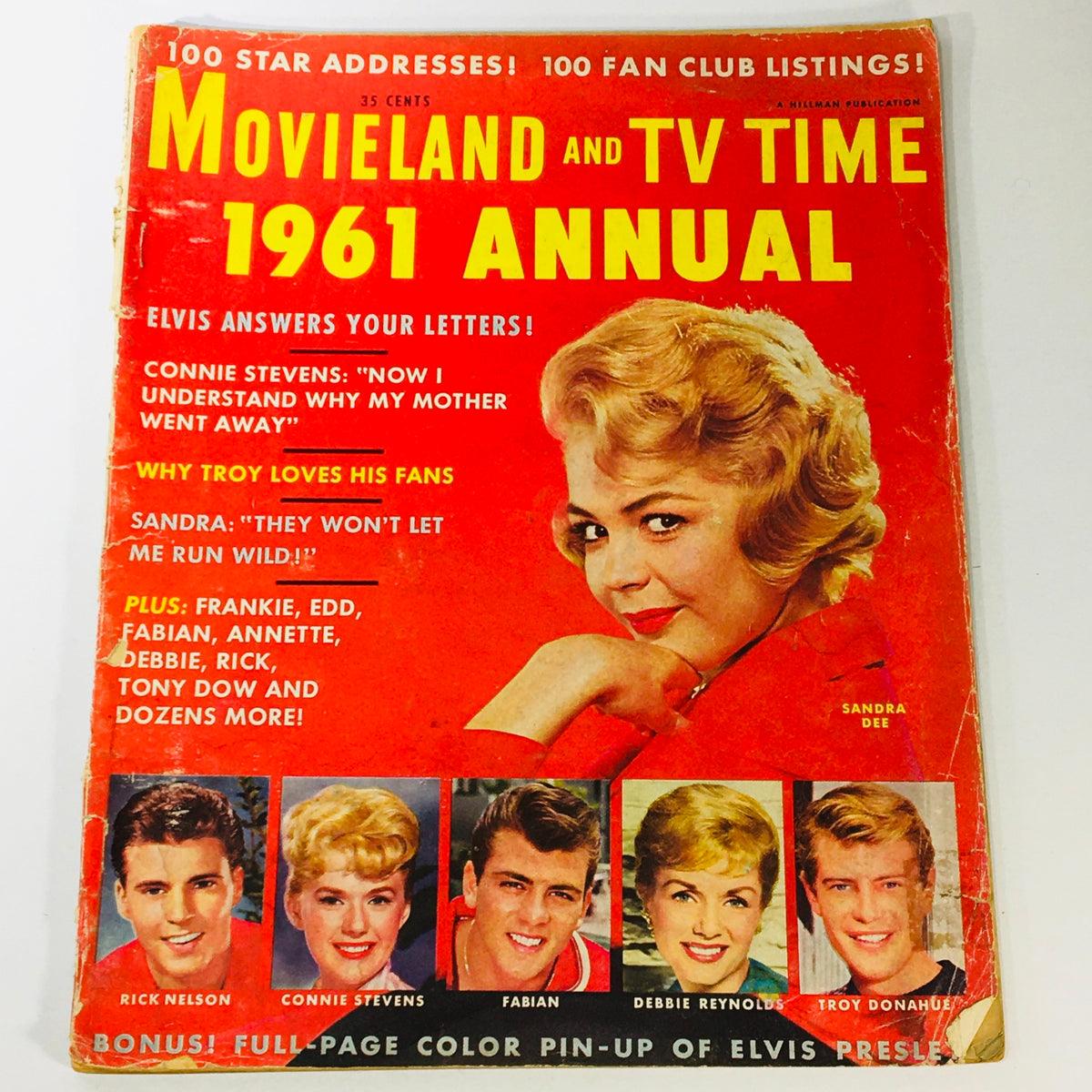 Cover of VTG Movieland and TV Time June 1961 Annual featuring Sandra Dee, Rick Nelson, and Fabian with nostalgic highlights of 1961 pop culture.