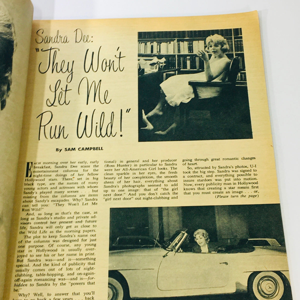 VTG Movieland and TV Time June 1961 Annual displaying an article titled 'They Won't Let Me Run Wild!' by Sam Campbell about Sandra Dee, accompanied by a photo of her.
