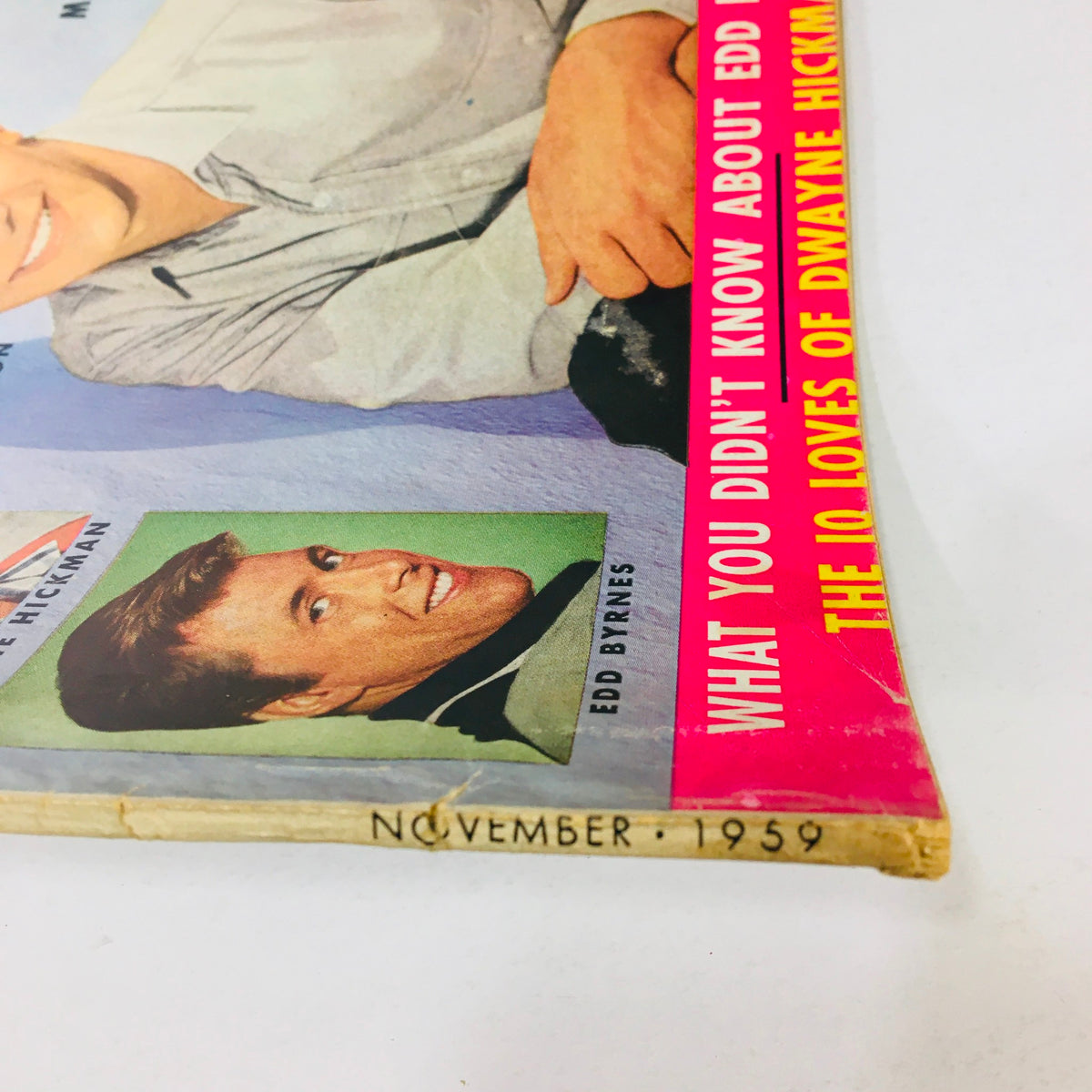 Detail of the VTG Movieland and TV Time November 1959 magazine showing the publication date and part of the cover, featuring Edd Byrnes and Dwayne Hickman.