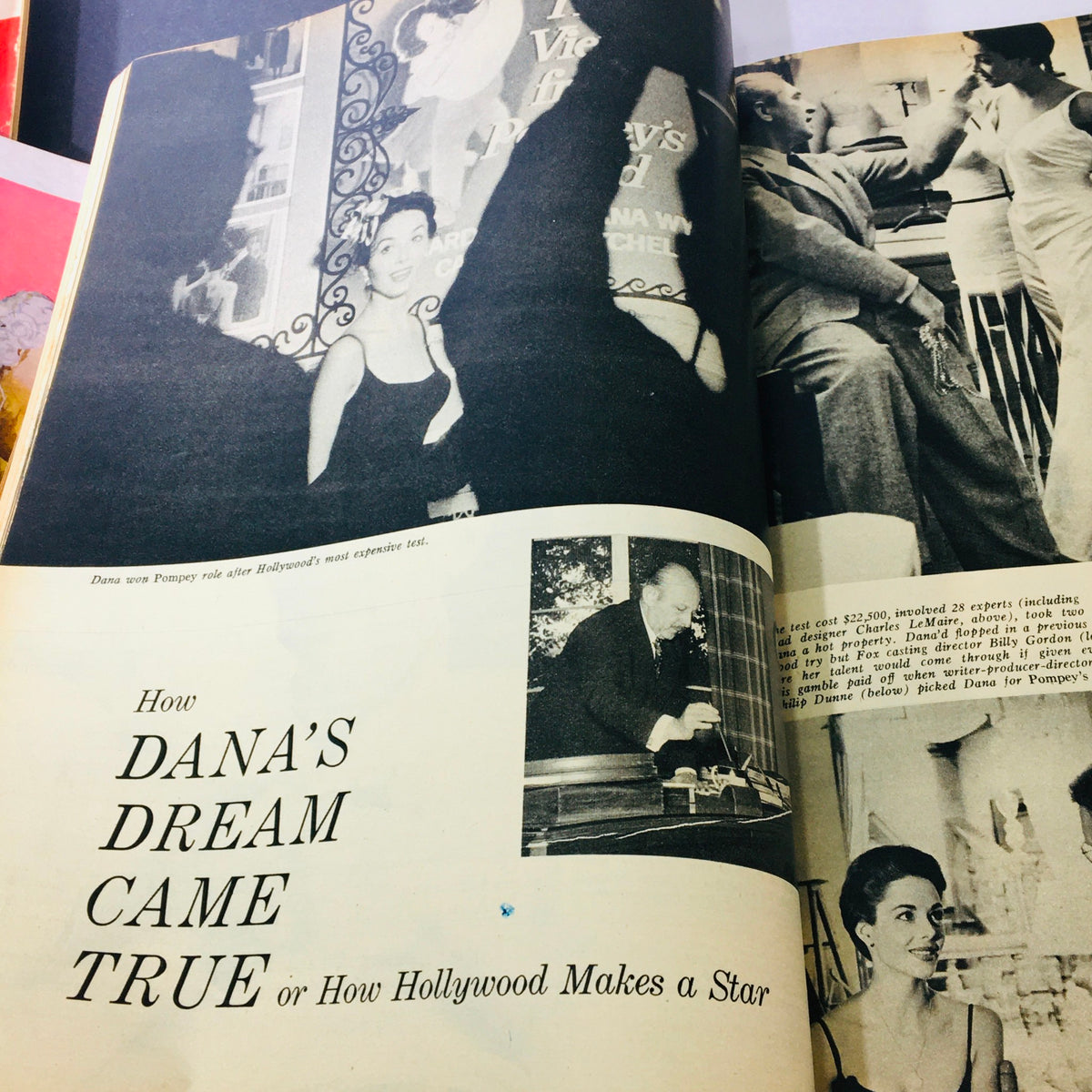 Article titled 'How Dana's Dream Came True' showcasing images and stories about actress Dana Wynter from the May 1956 issue of Modern Screen Magazine.