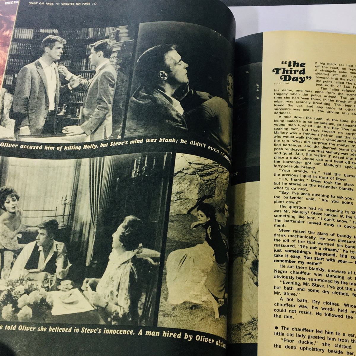 VTG Screen Stories Magazine August 1965 with a scene from 'the Third Day', featuring actors in dramatic settings.