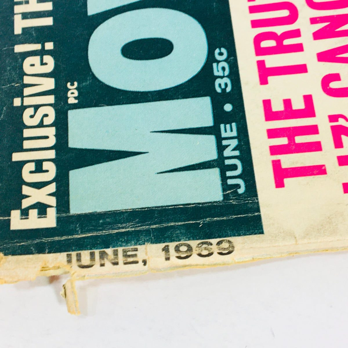 Close-up of the title section of VTG Movie Mirror Magazine June 1969, highlighting the month and year.