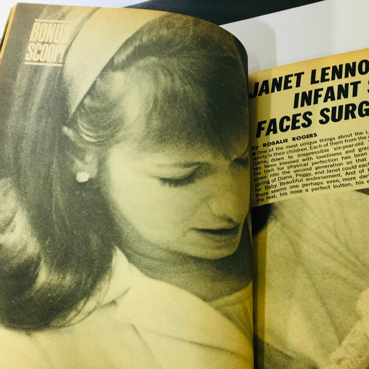 VTG Movie Mirror Magazine June 1969 image featuring Janet Lennon with her head down, showcasing a vintage black and white style.