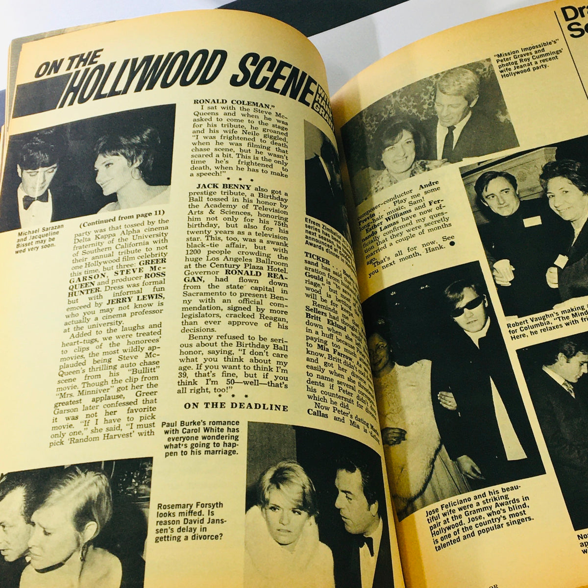 VTG Movie Mirror Magazine June 1969 image titled 'On the Hollywood Scene,' showcasing various star personalities and events from the late 1960s.