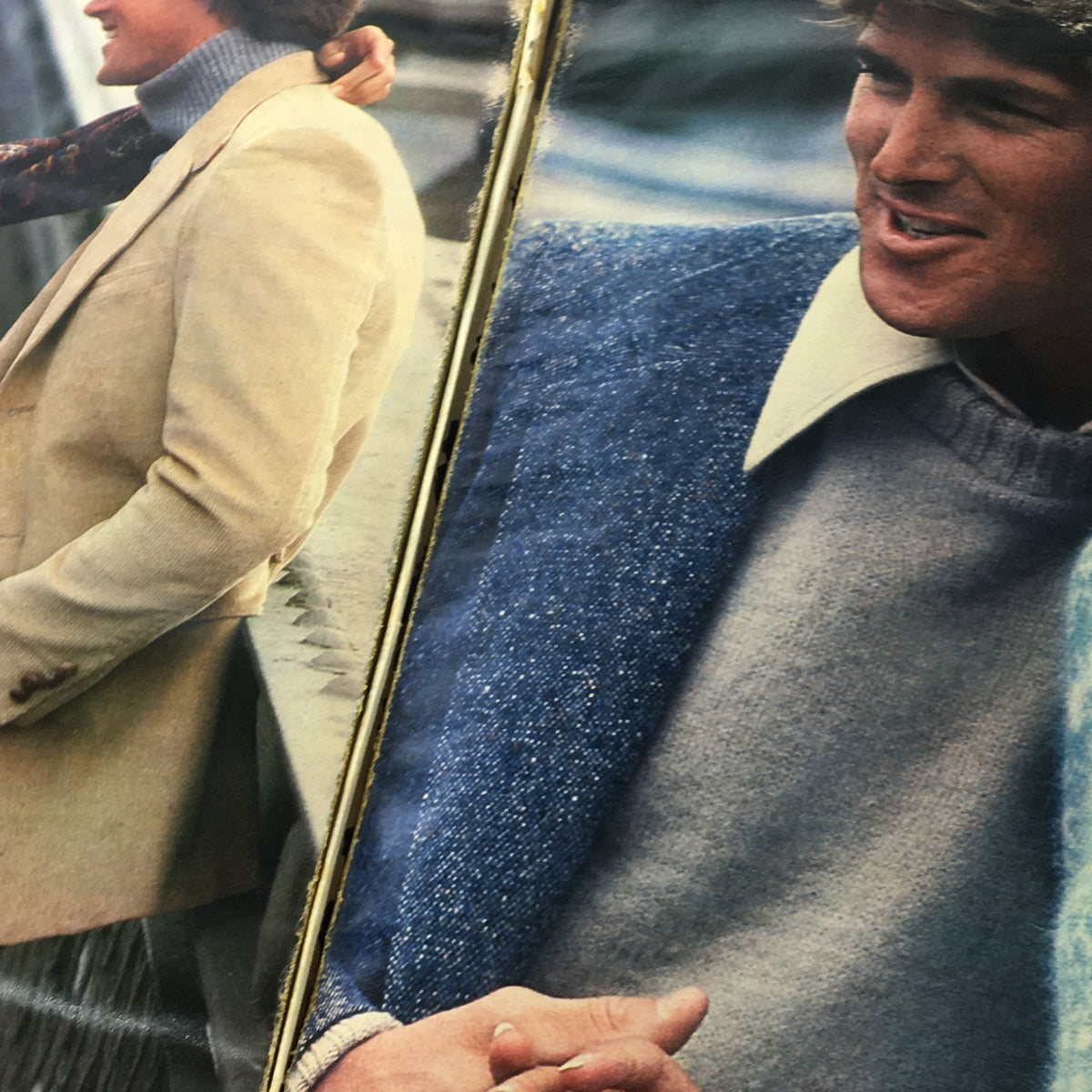 Stylish couple featured in VTG Glamour Magazine August 1977 highlighting fashionable attire of the 1970s.