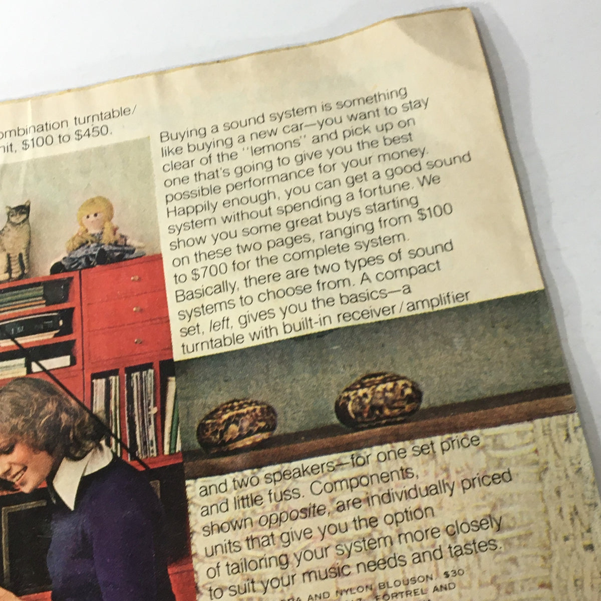 An article from VTG Glamour Magazine August 1977 discussing sound systems and audio equipment.