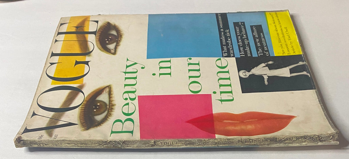 Side view of Vogue Magazine May 1961 Sophia Loren & Anne St. Marie Cover Collage showcasing vintage design elements.