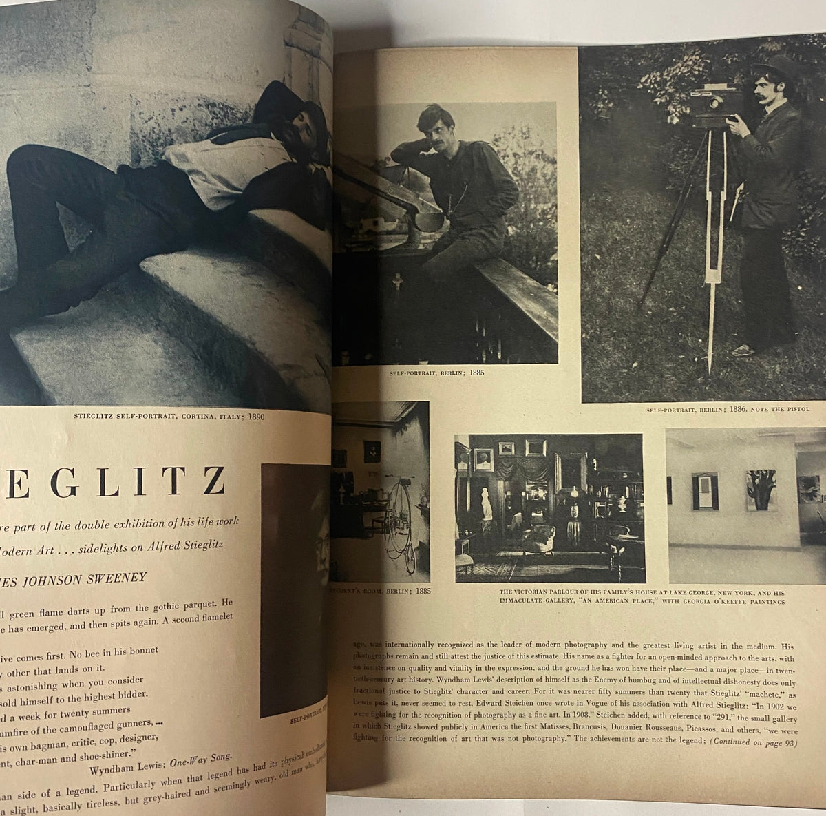 Article page in Vogue Magazine June 15, 1947 featuring content on Alfred Stieglitz, reflecting the intersection of art and fashion during the mid-century period.