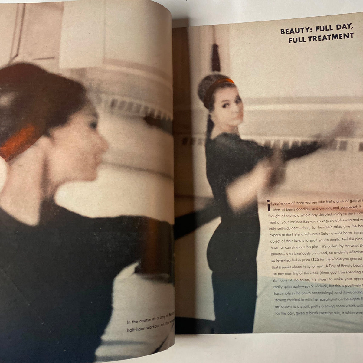 Vogue Magazine January 15, 1962 featuring model demonstrating beauty techniques in a soft focus, captured by Karen Radkai.