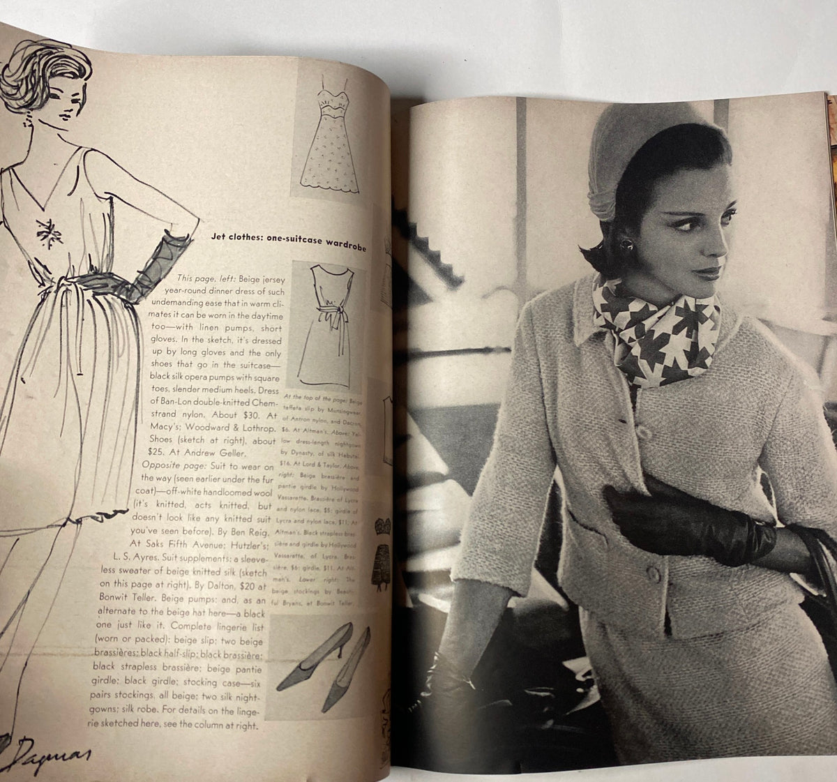 Vogue Magazine January 15, 1962 illustrating a fashionable model in an elegant outfit with accessories, reflecting mid-century style.