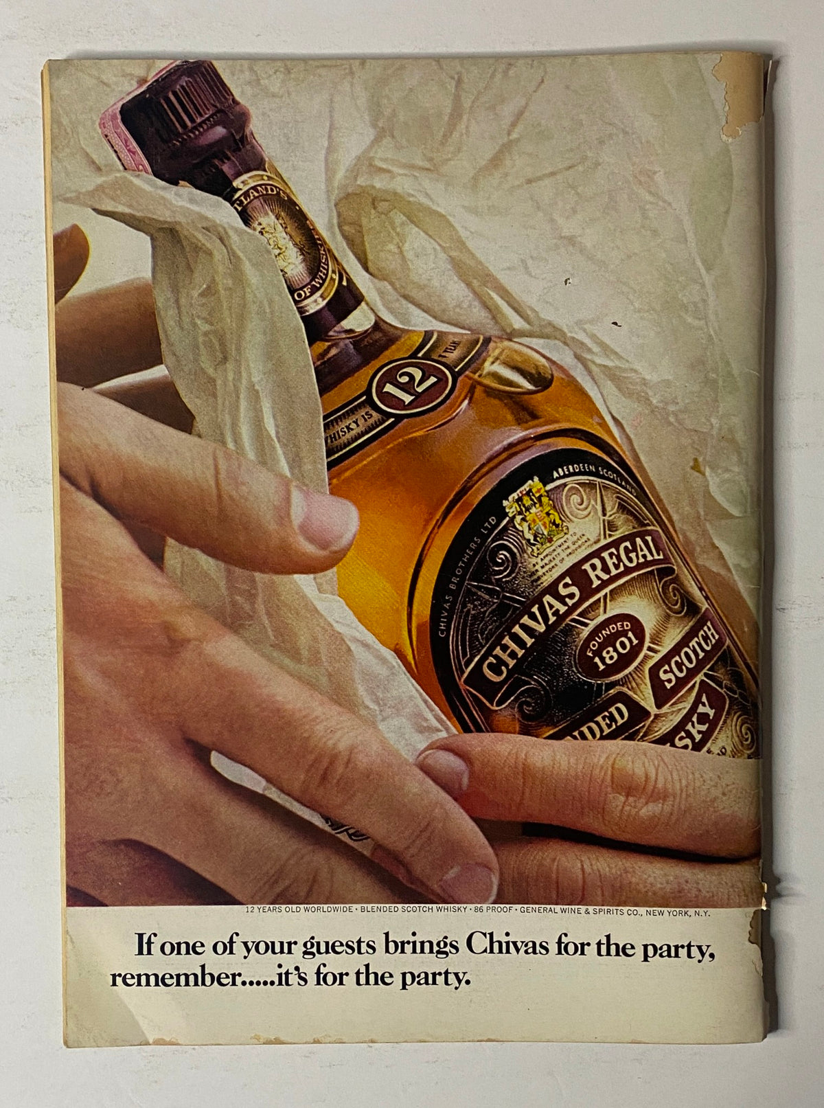 Advertisement page from The New Yorker magazine dated June 20, 1970, promoting Chivas Regal whiskey with an image of hands holding a bottle.