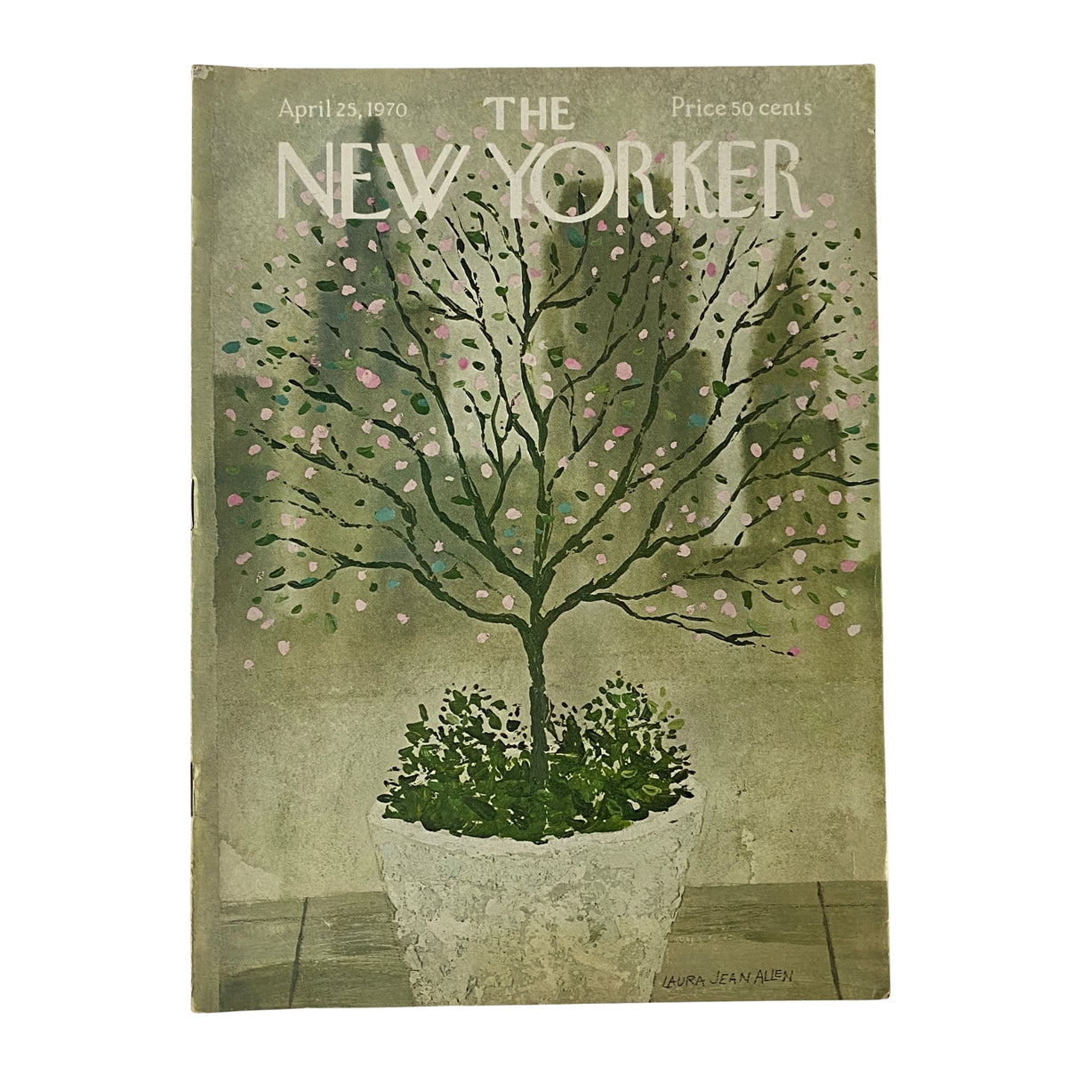 Cover of The New Yorker Full Magazine April 25, 1970 featuring a floral illustration by Laura Jean Allen, highlighting the magazine's artistic design.