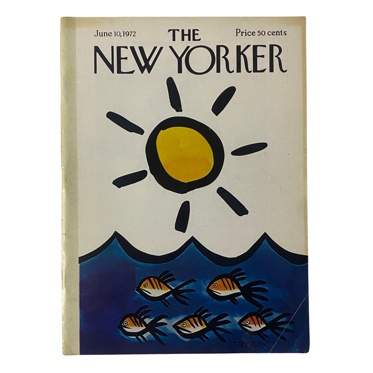 Cover of The New Yorker Full Magazine June 10, 1972 featuring a sun and fish illustration by Donald Reilly.