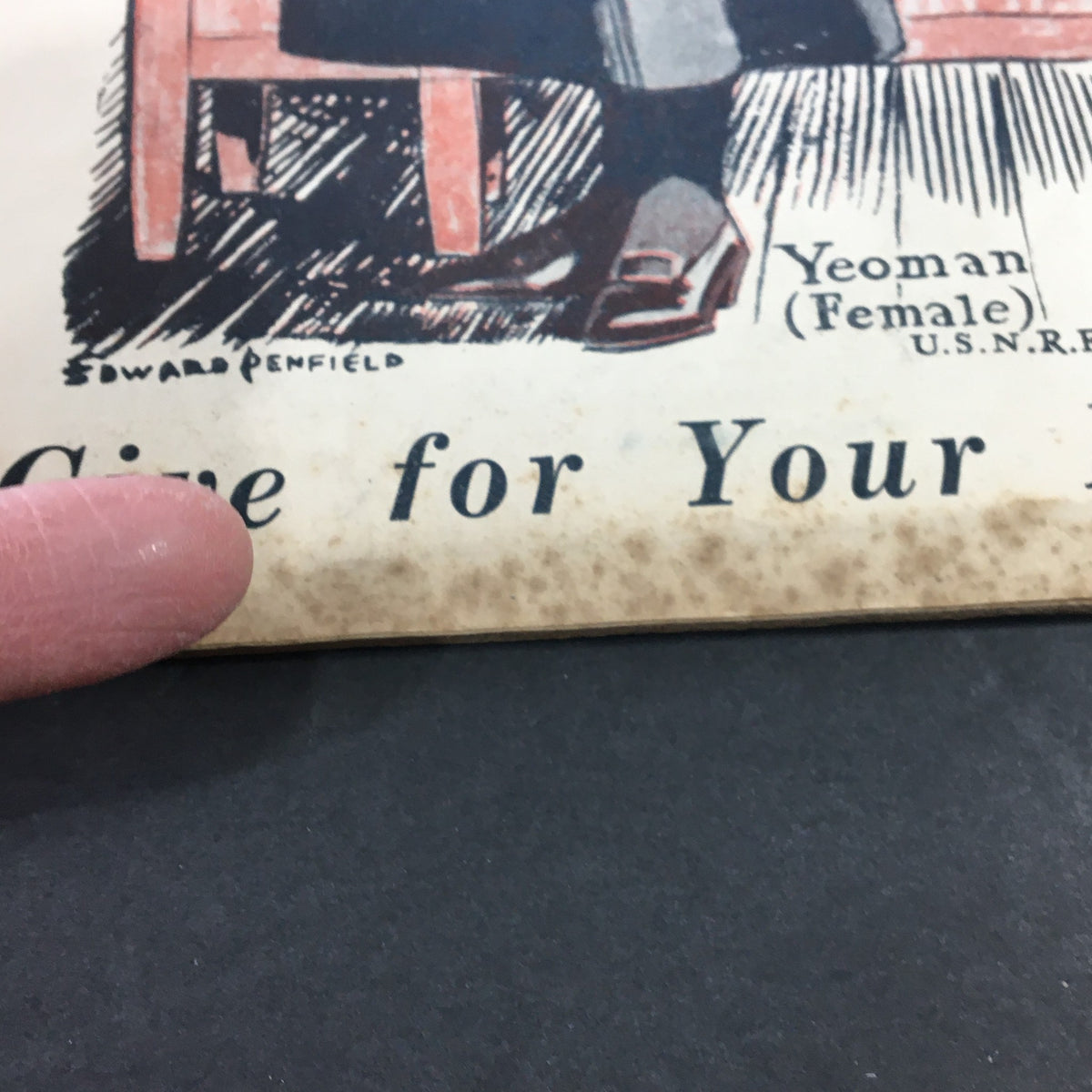 Detail of the lower corner of the cover of VTG Collier's Magazine November 9, 1918, showing the tagline 'Give for Your Boys Over There'.