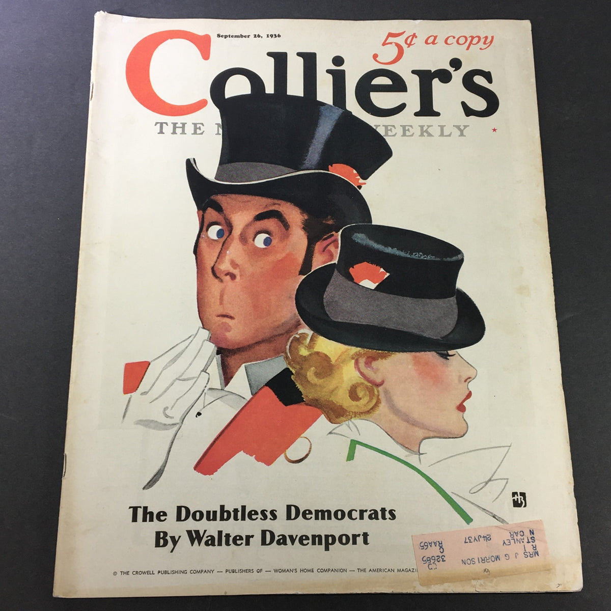 Vintage Collier's Magazine September 26 1936 The Doubtless Democrat Walter Davenport