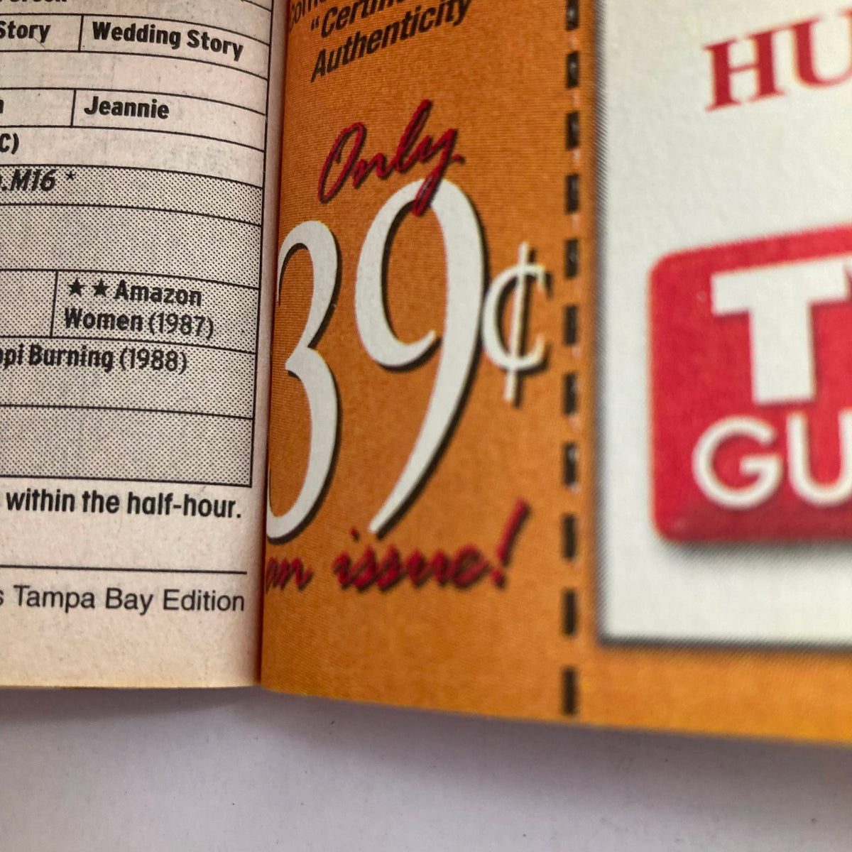 Inside page of TV Guide Magazine July 4 2004 showing the price of 39 cents for this Tampa Bay edition.