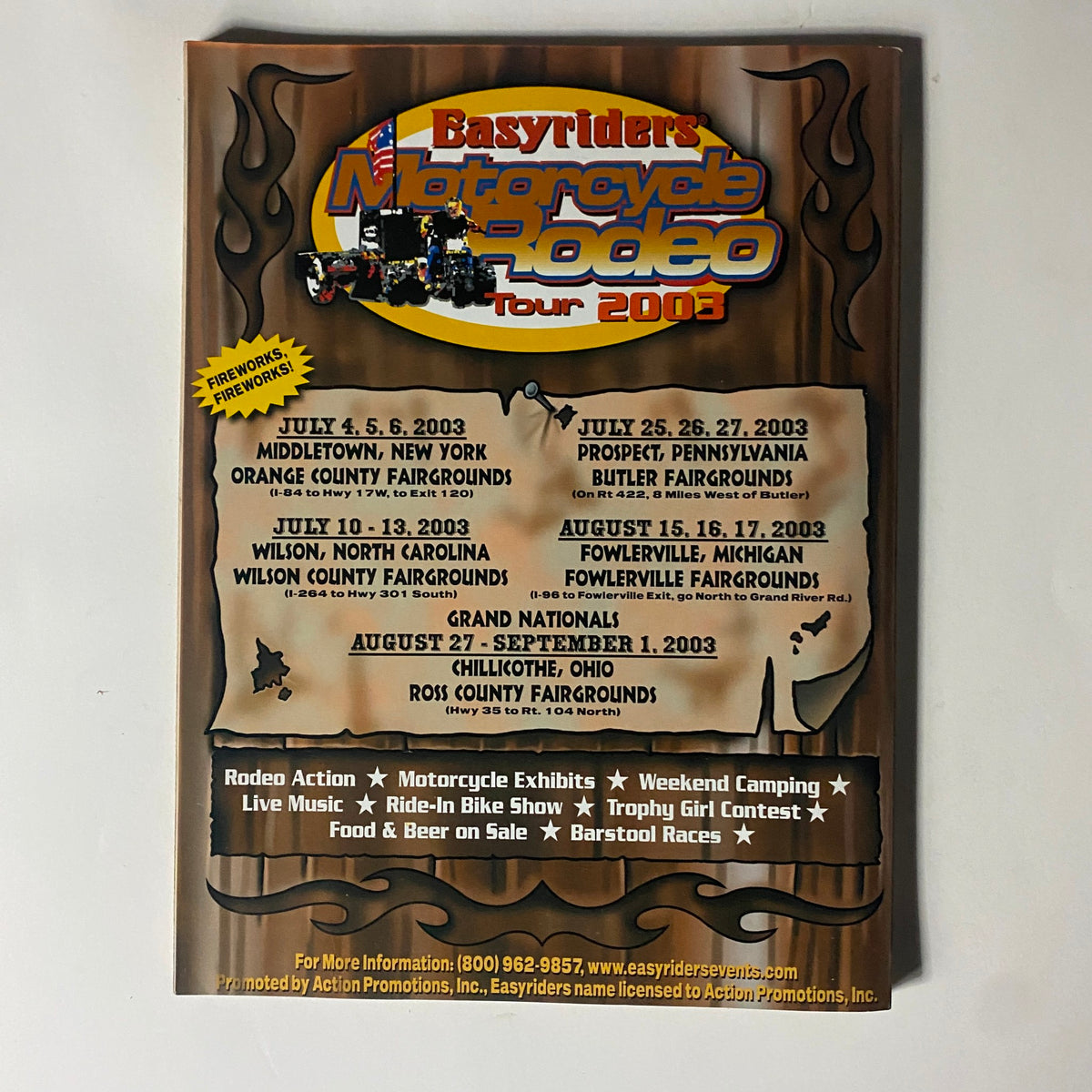 Promotional page for Easyriders Motorcycle Rodeo Tour 2003 in the magazine, detailing event dates and locations.