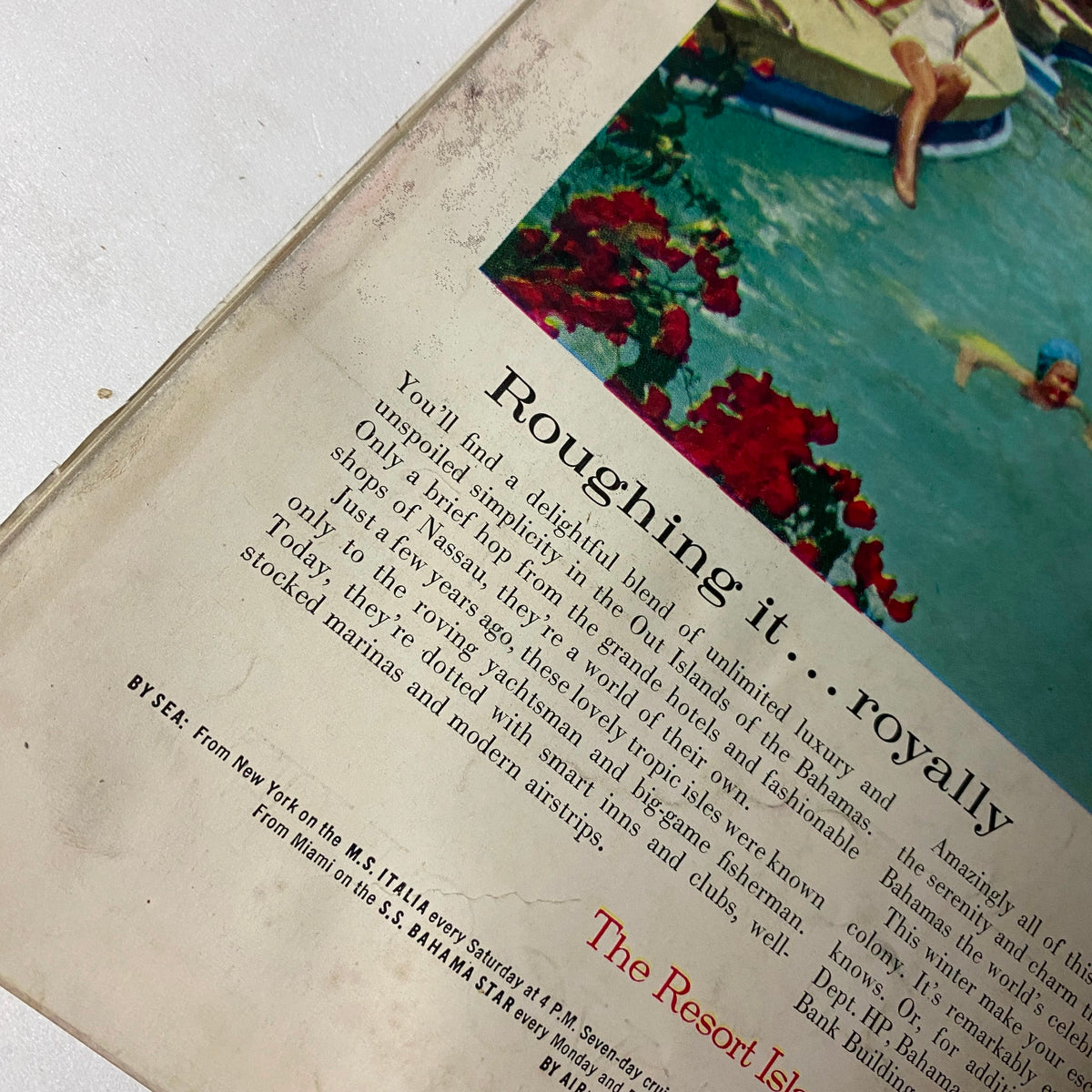 Detail page from Vogue Magazine February 15, 1962, discussing leisure and lifestyle with visuals of resort living, reflecting the cultural context of fashion during this period.