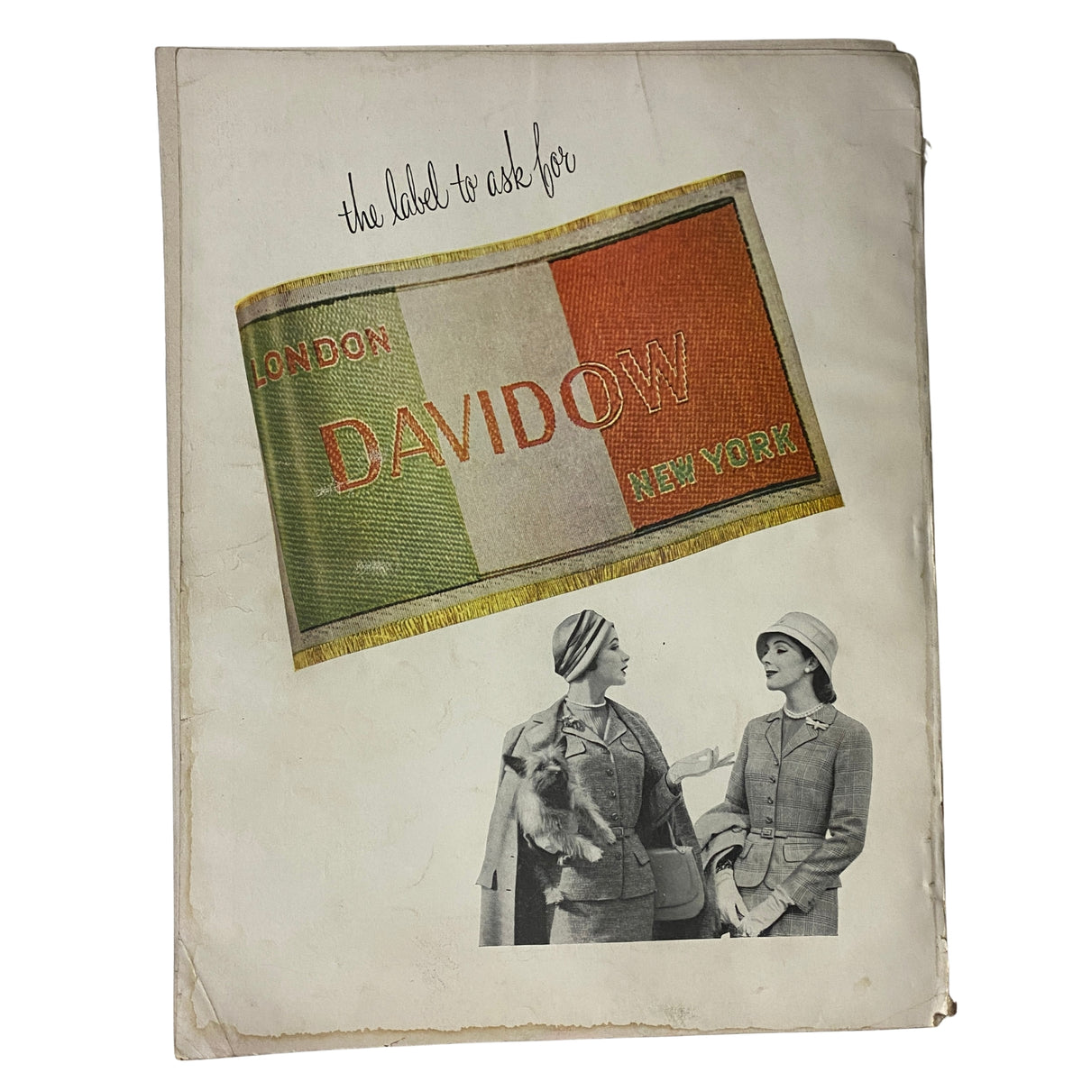 Interior page from the vintage Vogue Magazine February 1, 1957 featuring a Davidow advertisement showcasing elegant women's fashion suitable for mid-century style.