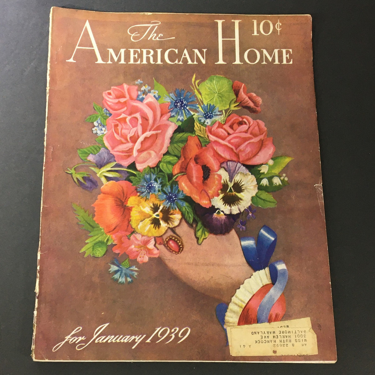 Cover of 'The American Home for 1939 Vol XXL #2: The Remodeling of Rural Hill' featuring a vibrant bouquet of flowers and the publication date for January 1939.