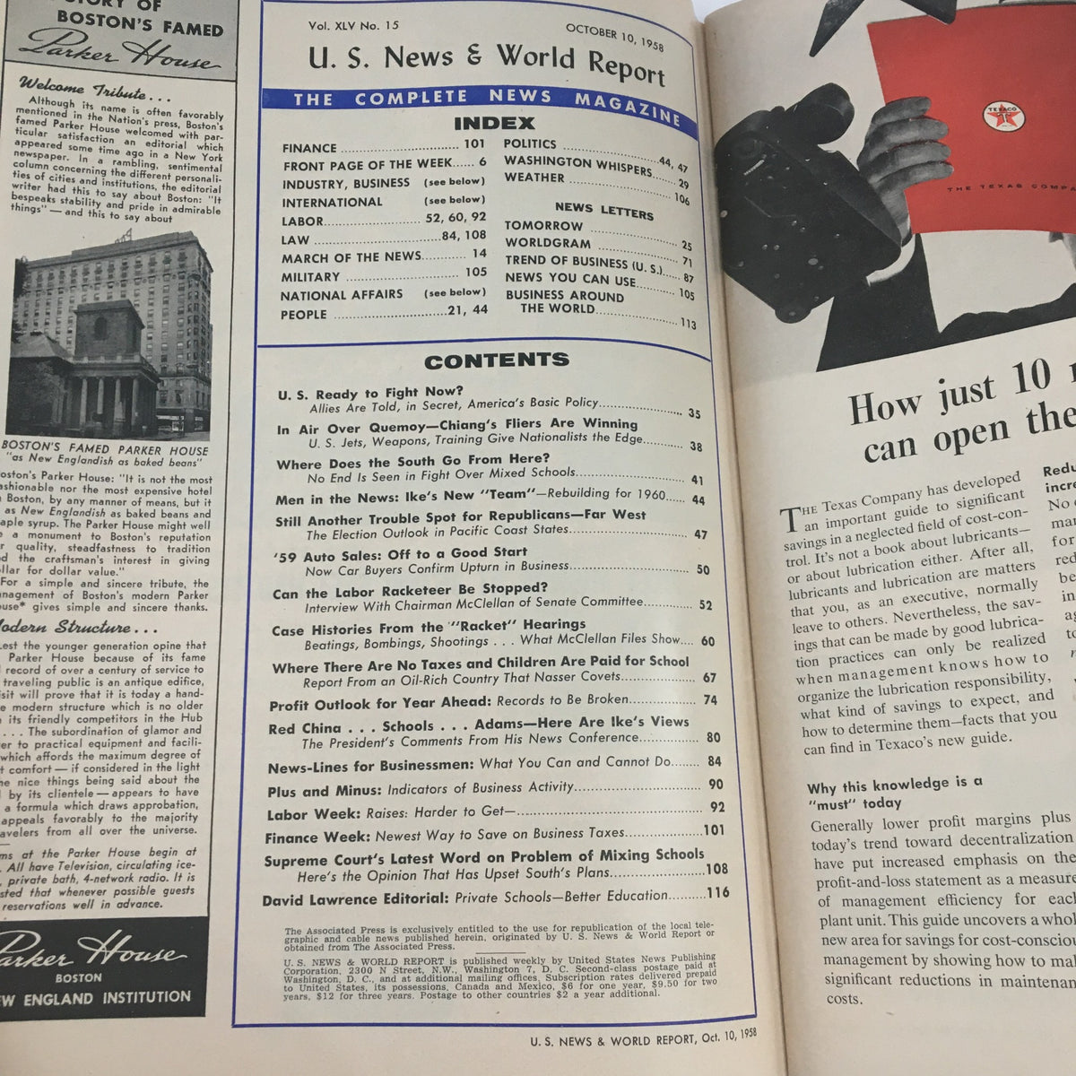 Vintage U.S. News & World Report October 10 1958 Can The Labor Racketeer Be Stopped
