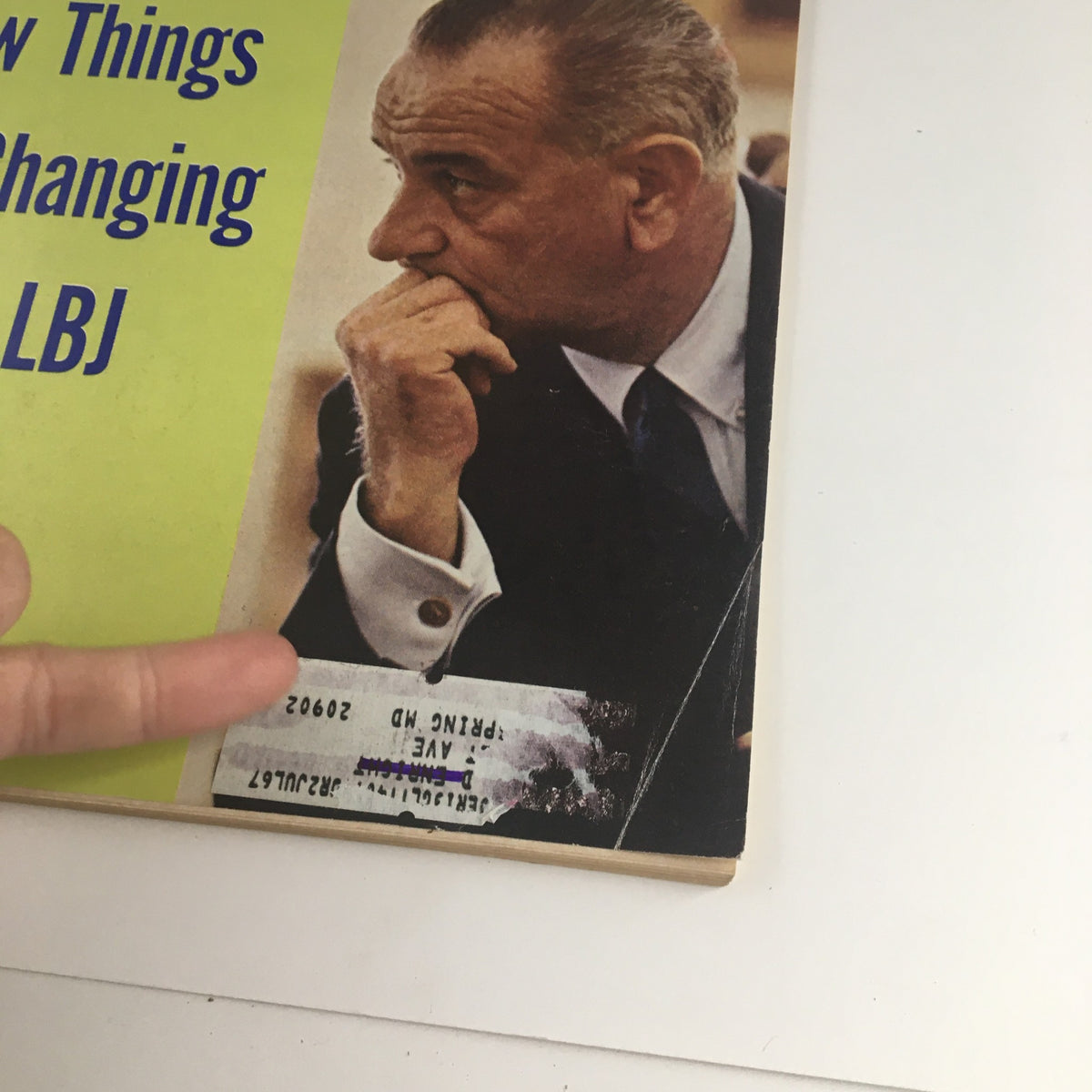 Close-up of the Vintage U.S. News & World Report cover from June 6, 1966, highlighting the headline 'How Things Are Changing for LBJ' and a detailed view of Lyndon B. Johnson.