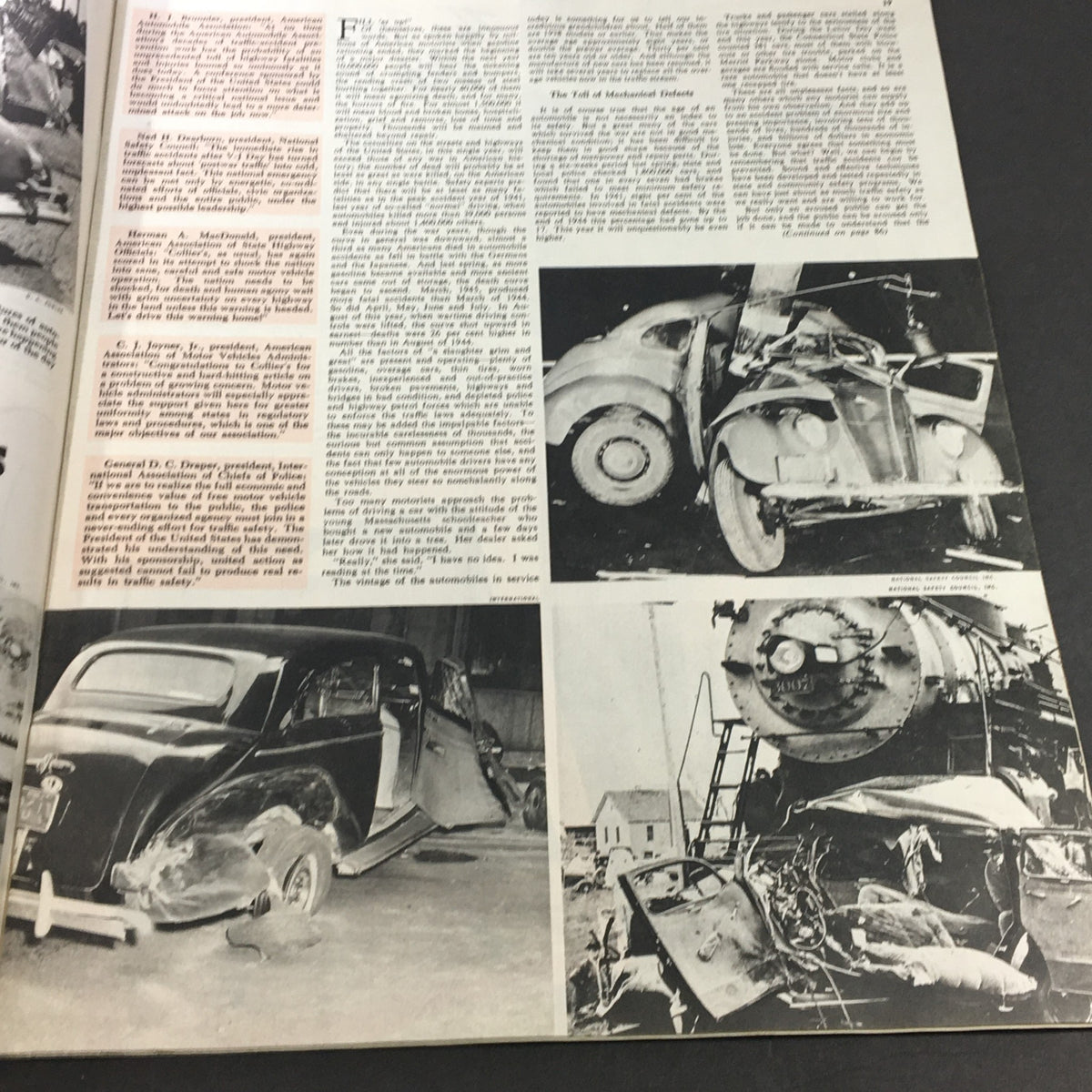Interior page of VTG Collier's Magazine November 17 1945 with images related to vehicles, showcasing historical content.