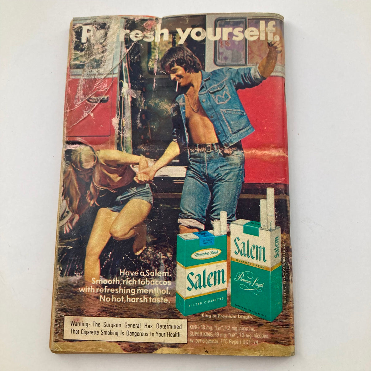 Back cover of the TV Guide Magazine March 1, 1975, issue #1144 featuring a vintage advertisement for Salem cigarettes, with images of the cigarette packs and a promotional tagline.