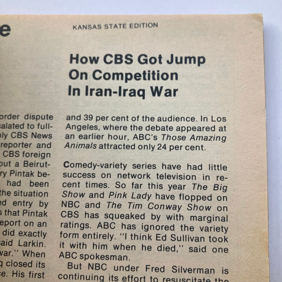 Magazine page from TV Guide Magazine October 4 1980 featuring the article 'How CBS Got Jump On Competition In Iran-Iraq War'. Includes segments discussing audience ratings and network television shows.