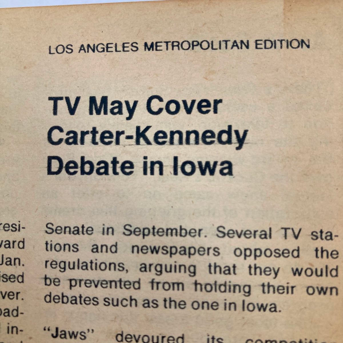 TV Guide Magazine November 17 1979 #1390 featuring an article headline stating 'TV May Cover Carter-Kennedy Debate in Iowa' from the Los Angeles Metropolitan Edition.