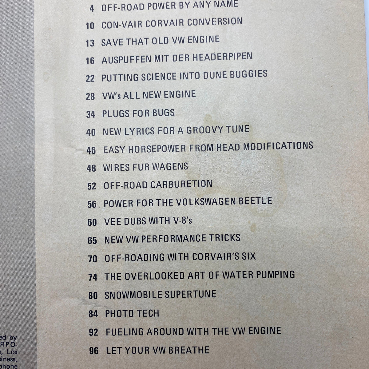 Vintage Off-Road Engines Magazine MISSYEAR Easy Corvair Conversion No Label