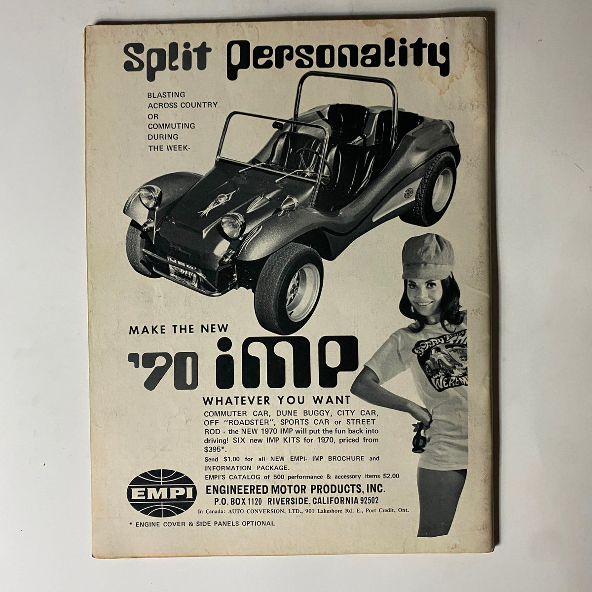 VTG Popular Hot Rodding Spring 1970 Wild World of Off-Road Vehicles magazine cover featuring the new '70 Imp dune buggy, showcasing off-road capabilities and design.