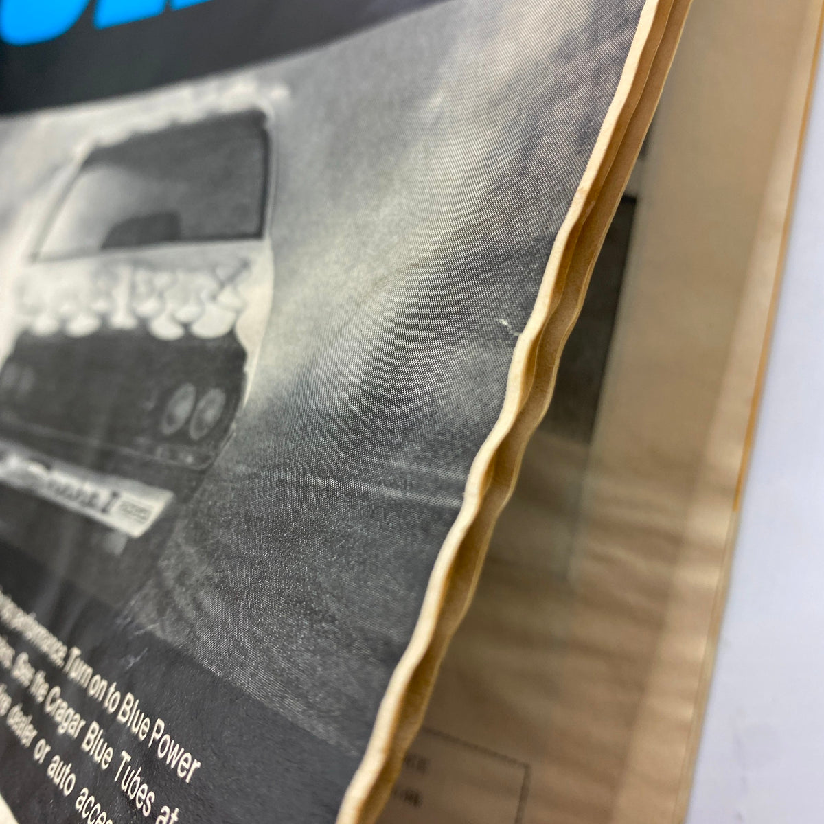 Close-up of the spine of VTG Hot Rod Magazine July 1971, illustrating the magazine's age and character.