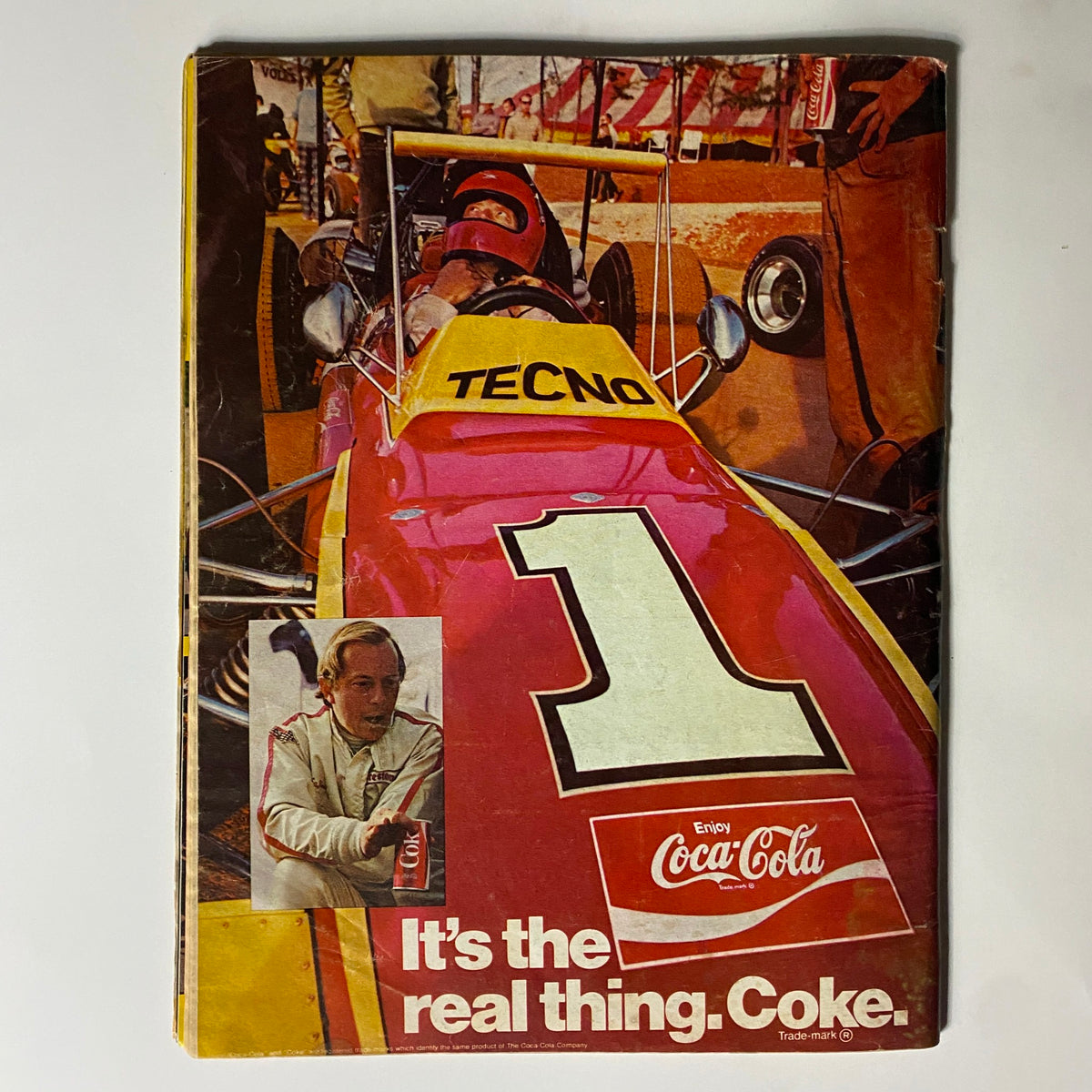 Cover of VTG Hot Rod Magazine July 1971, featuring a colorful design with a racing car and a Coca-Cola advertisement.