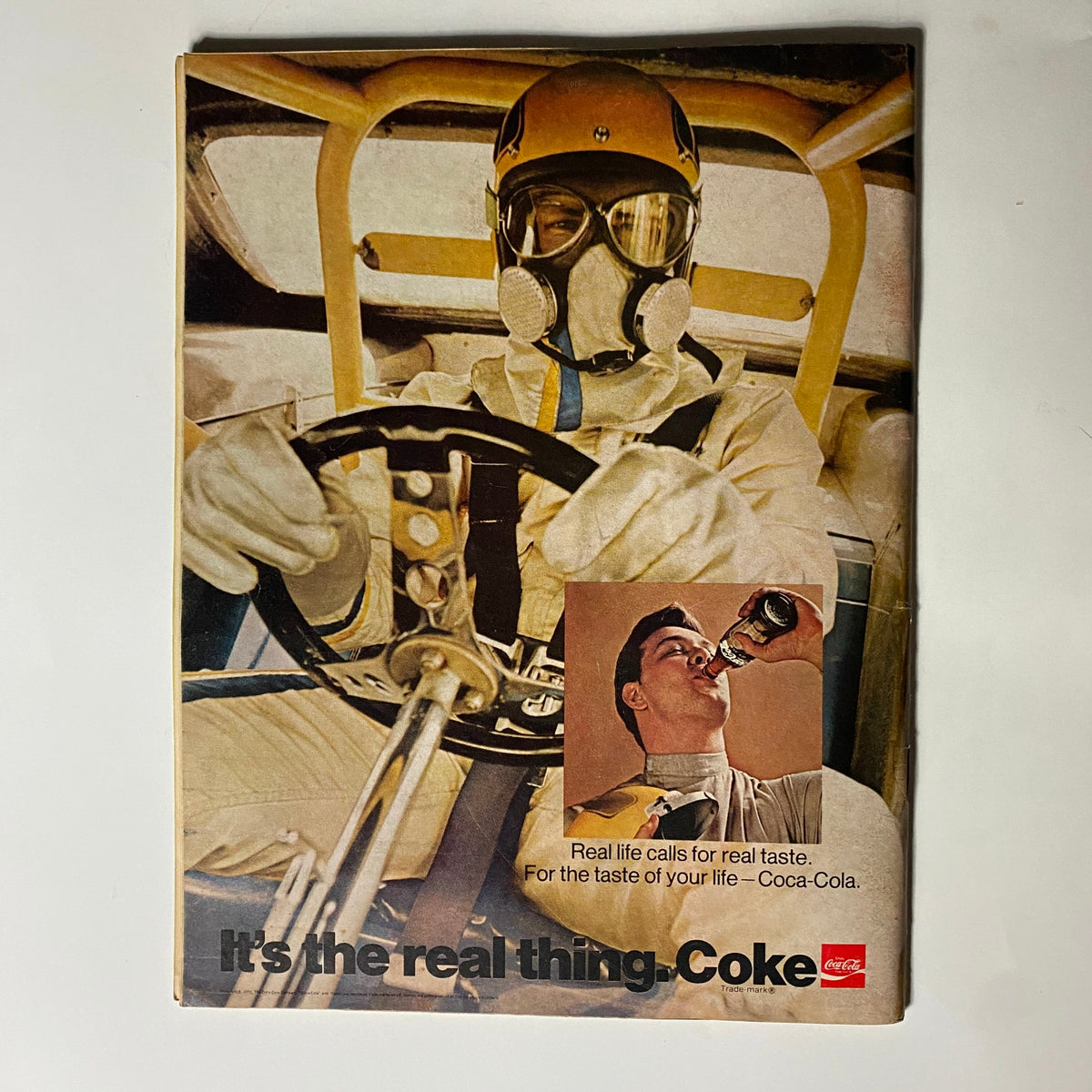 Cover of VTG Hot Rod Magazine January 1971 featuring a race car driver in gear with Coca-Cola advertisement, showcasing the excitement of hot rod culture.