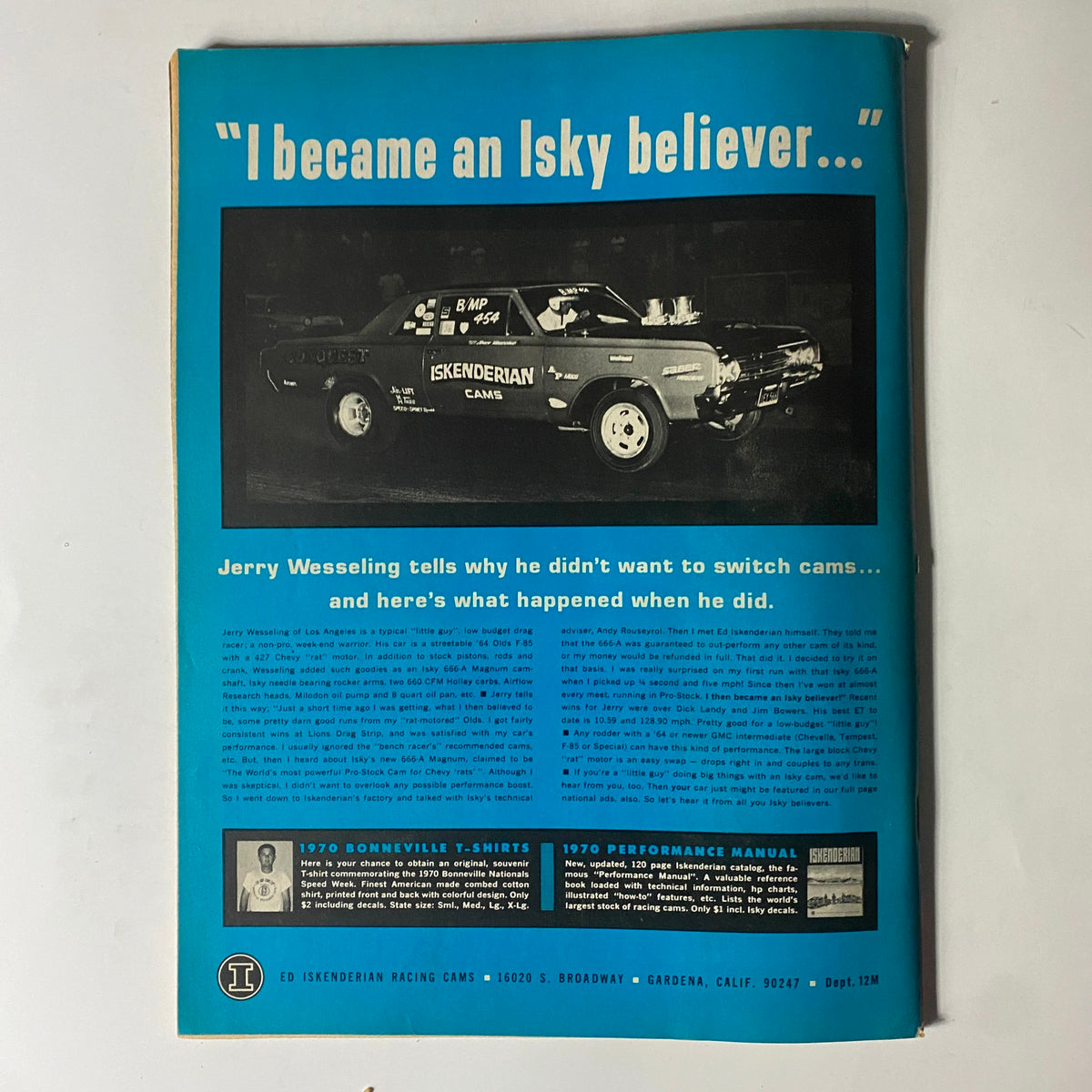 Vintage Super Stock Magazine January 1971 Bruce Larson USA - 1 Camaro No Label