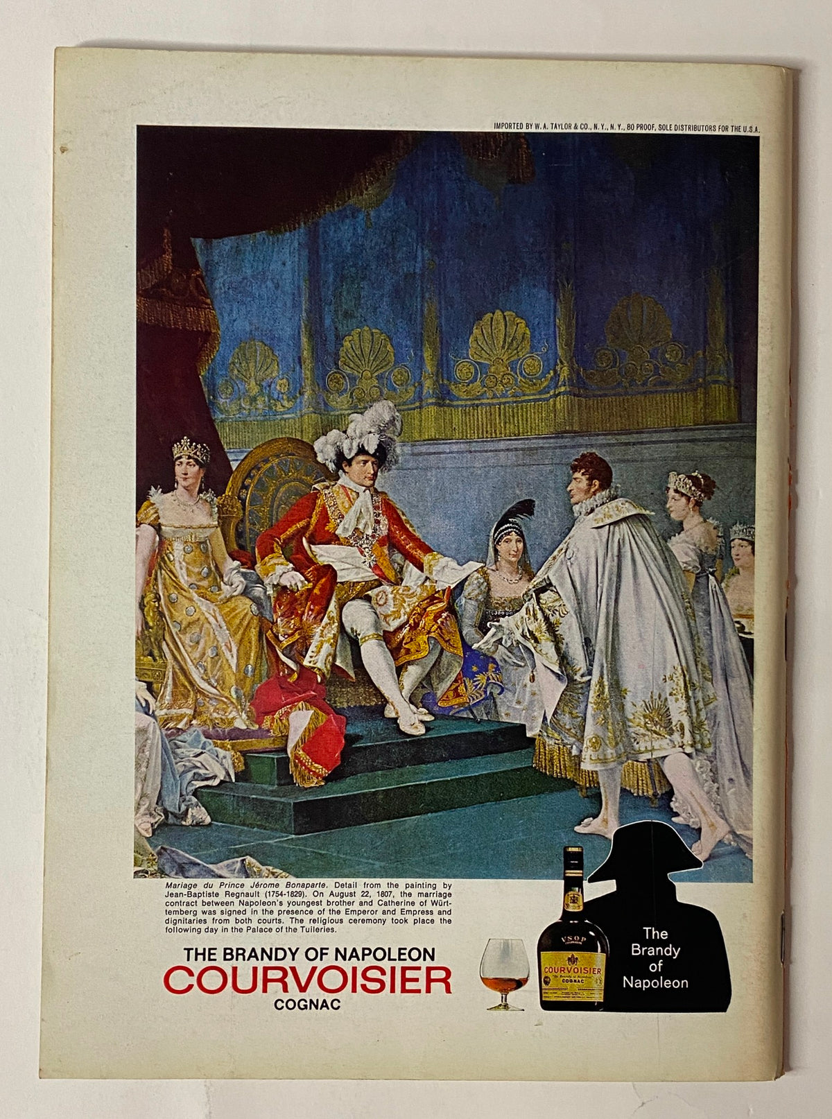 Back cover advertisement from The New Yorker Full Magazine December 9, 1972 for Courvoisier cognac, depicting a regal scene with elegantly dressed figures.