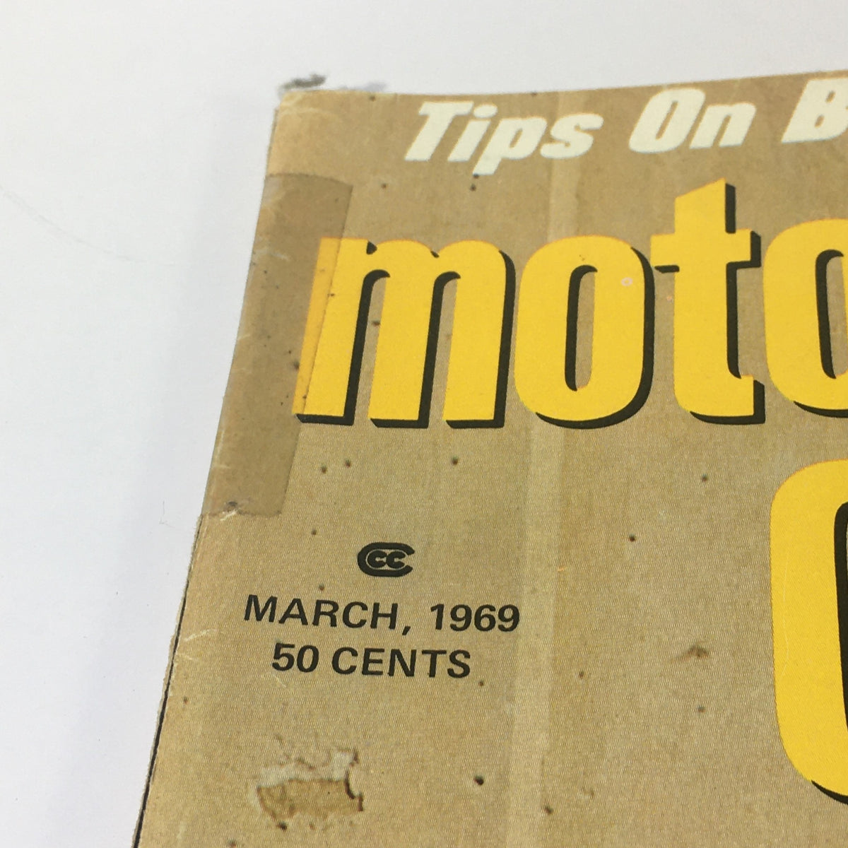 Cover close-up of VTG Motor Cyclist Magazine March 1969 with the title prominently featuring the month and pricing details.