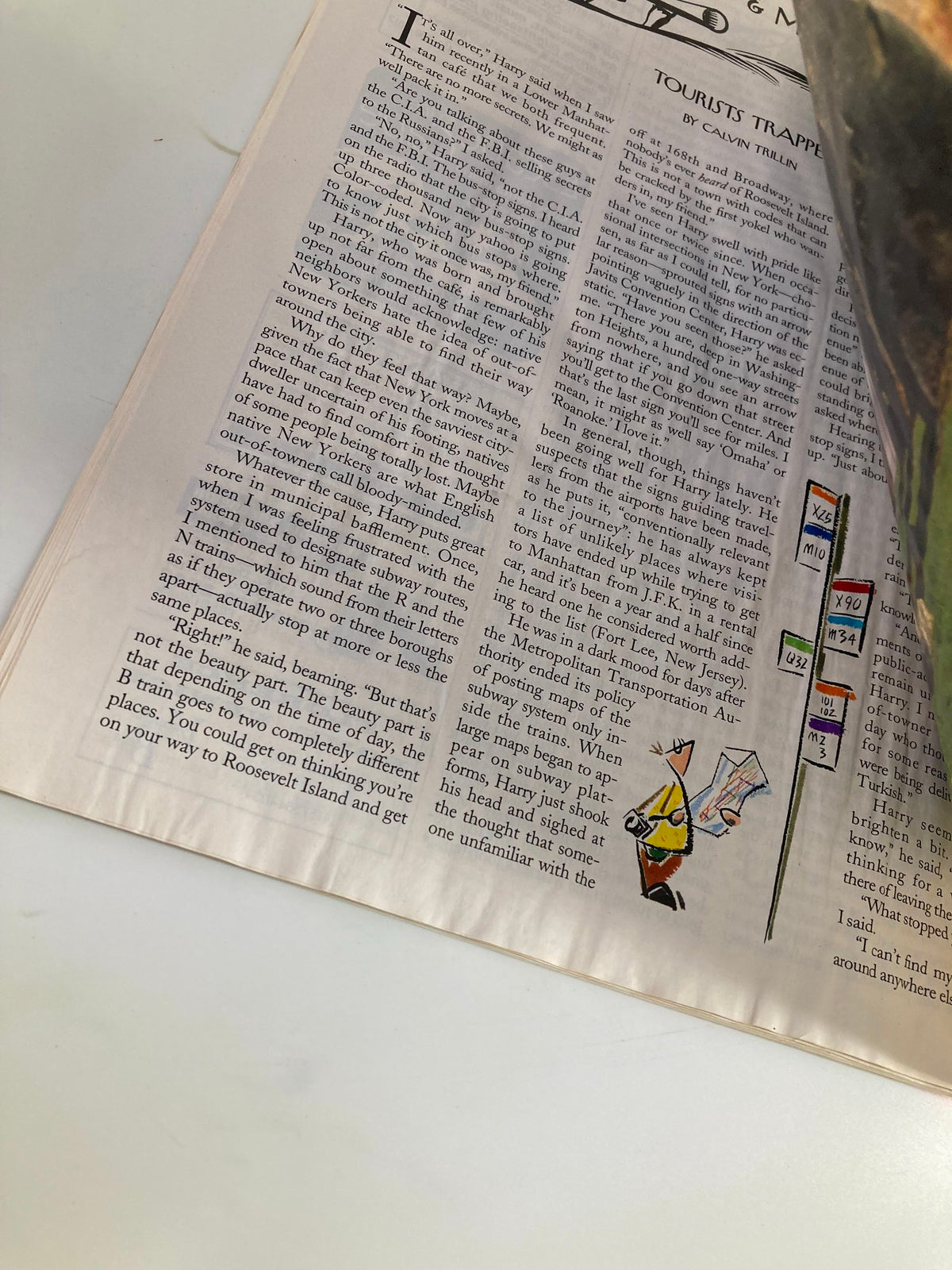 Page from The New Yorker Full Magazine January 13 1997 featuring the article 'Tourists Trapped' by Calvin Trillin, illustrating illustrations and text from the vintage issue.