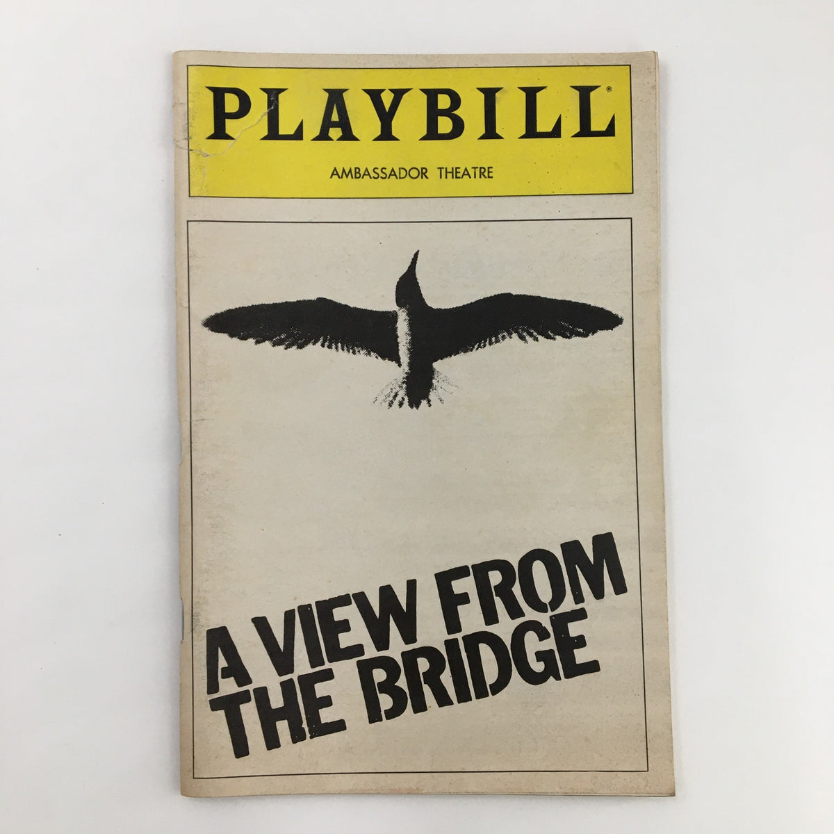 1983 Playbill for A View From The Bridge at the Ambassador Theatre featuring a bird silhouette on the cover.