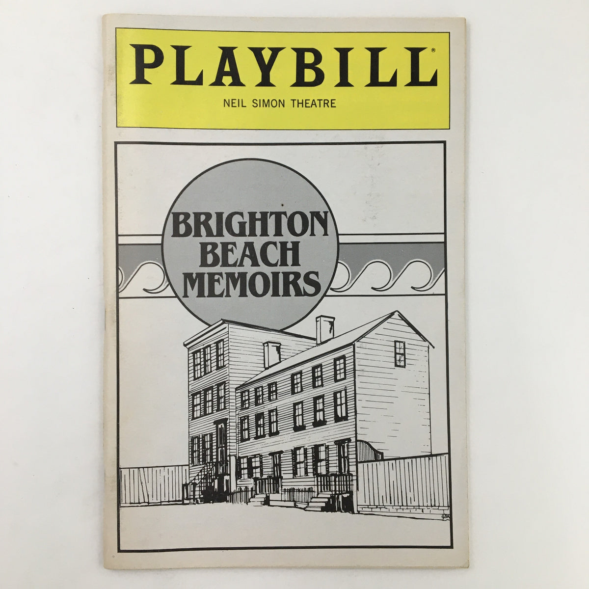 1983 Playbill for Brighton Beach Memoirs at Neil Simon Theatre featuring a detailed cover illustration of a house.