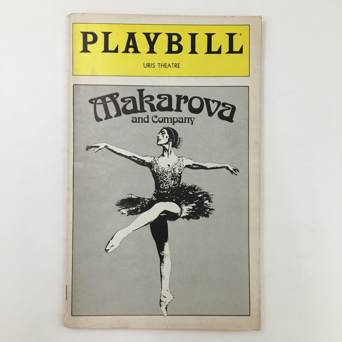 1980 Playbill Uris Theatre featuring Makarova and Company with a dancer in a tutu on the cover.