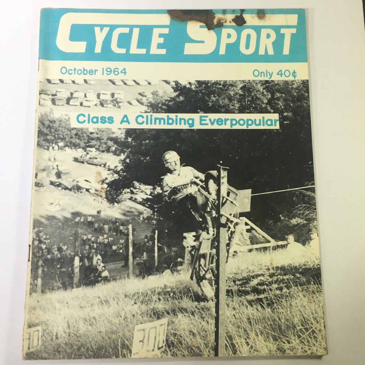 Vintage Cycle Sport Magazine October 1964 cover featuring Class A Climbing Everpopular, illustrating a cyclist on a challenging terrain.