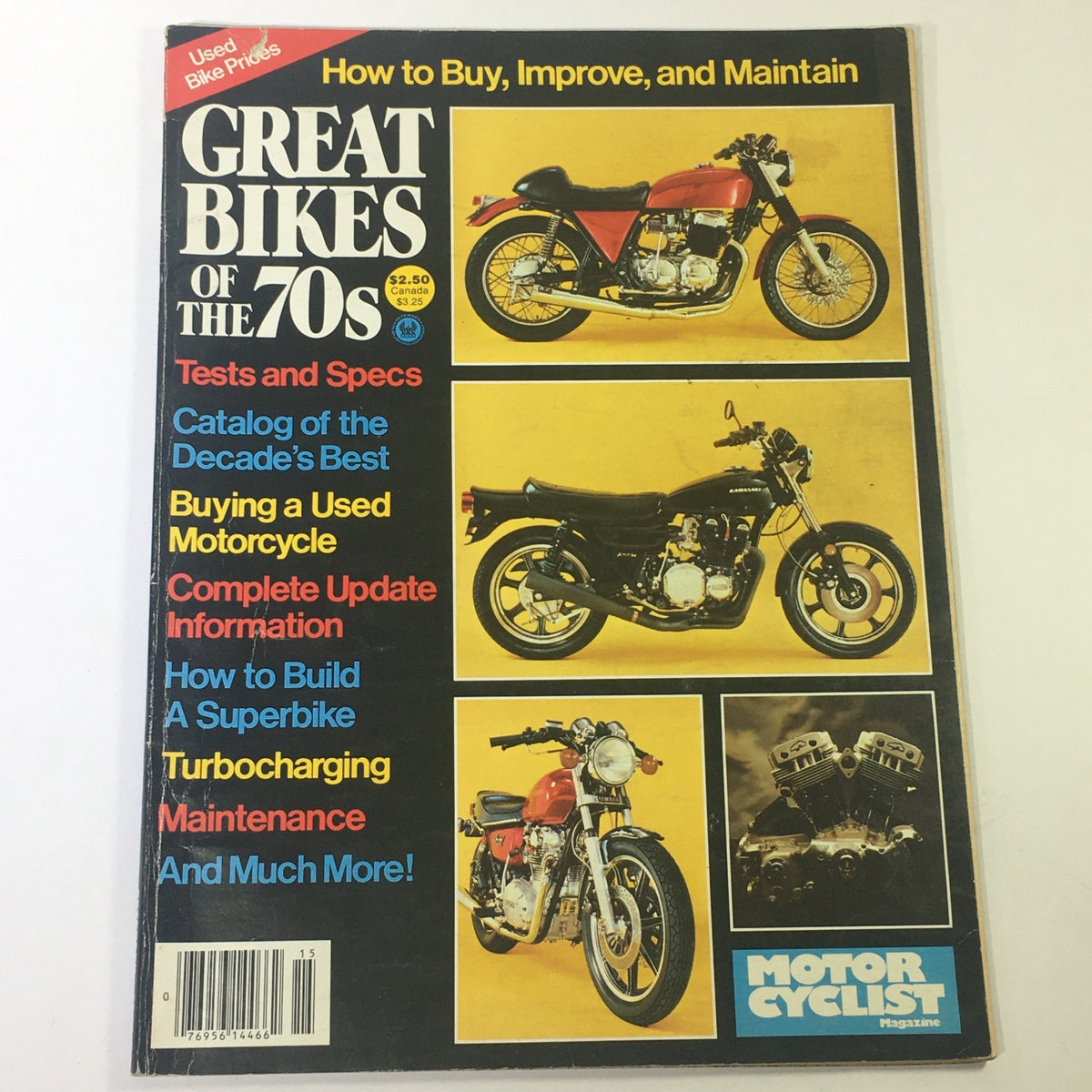 Cover of Motor Cyclist Magazine 1970 featuring Yamaha RD400, Honda Hawk, and CB400F road test, showcasing vintage motorcycle designs and classic bike features.